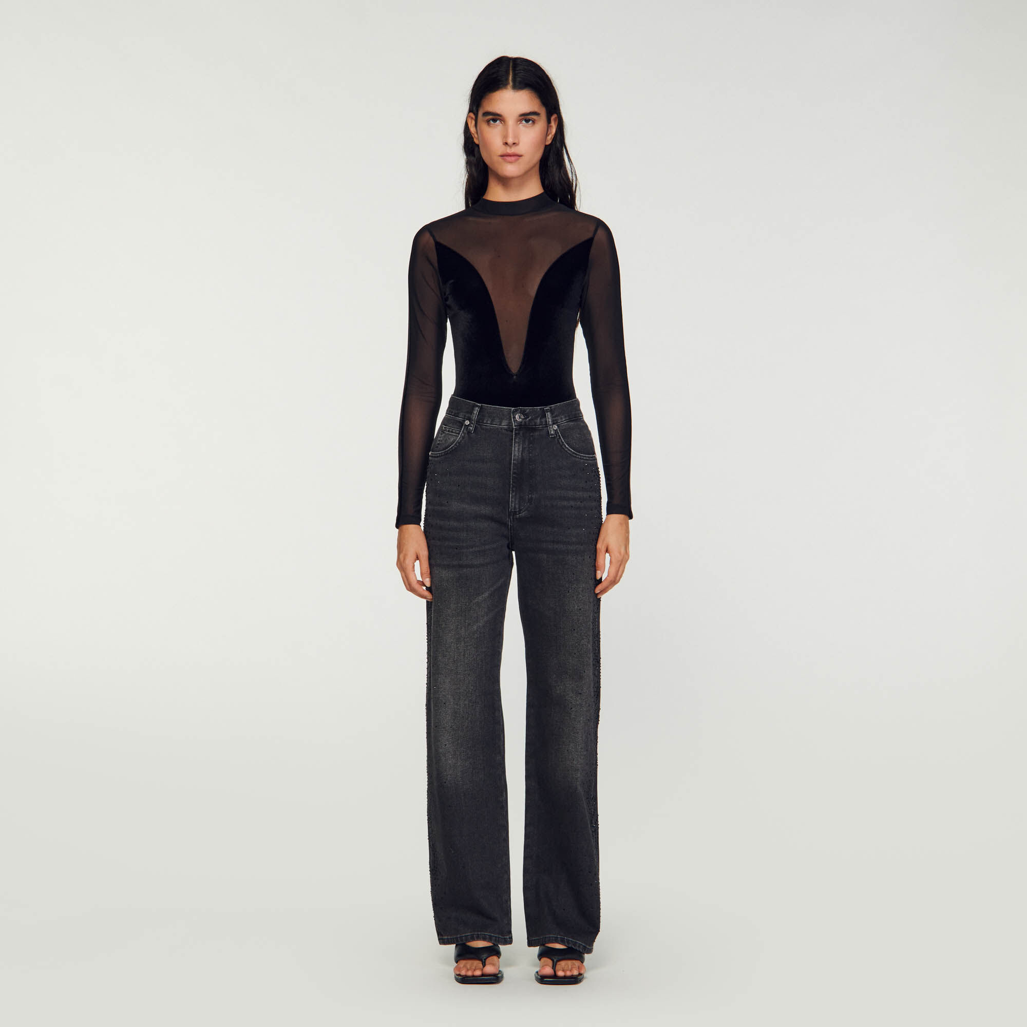 Velvet Bodysuit In Black | MOE | SilkFred US
