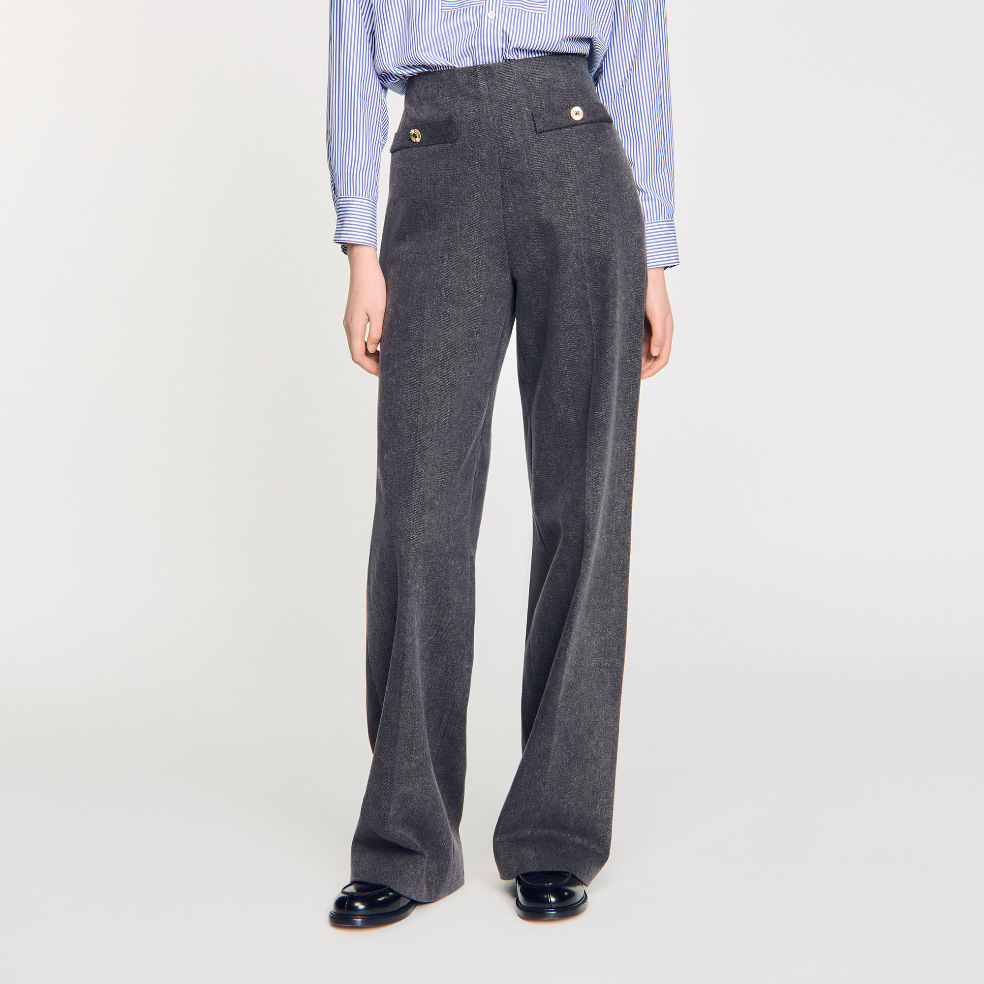 High-rise jeans black / gray For Women | Sandro Paris