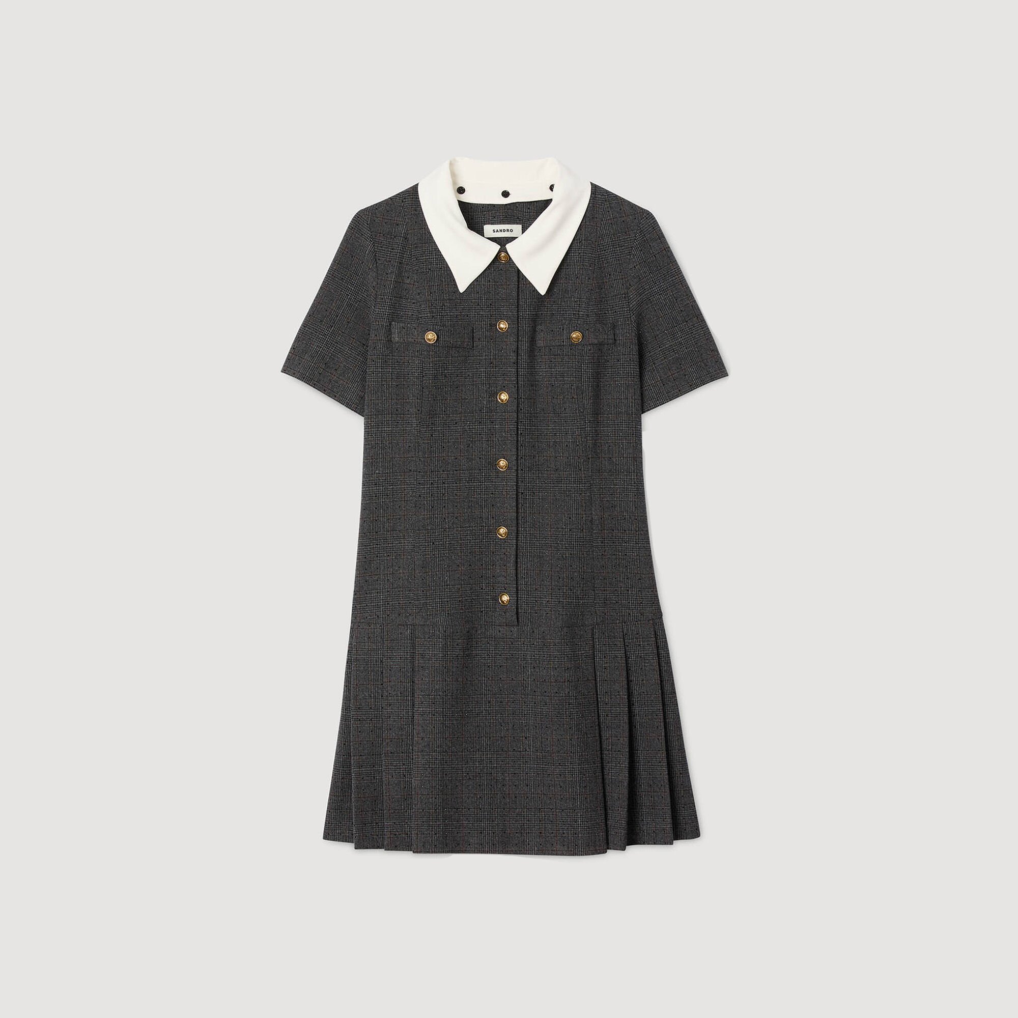 Mini pleated dress with rhinestones