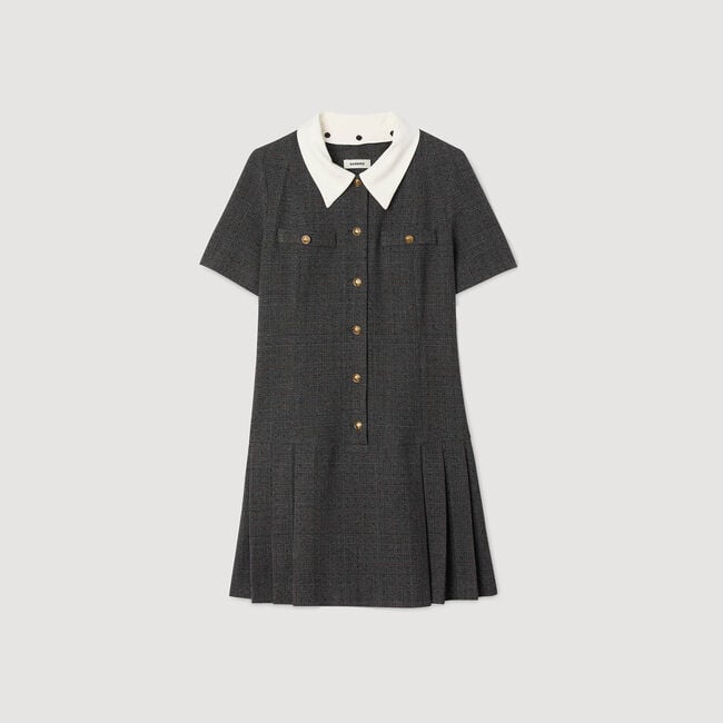Mini pleated dress with rhinestones