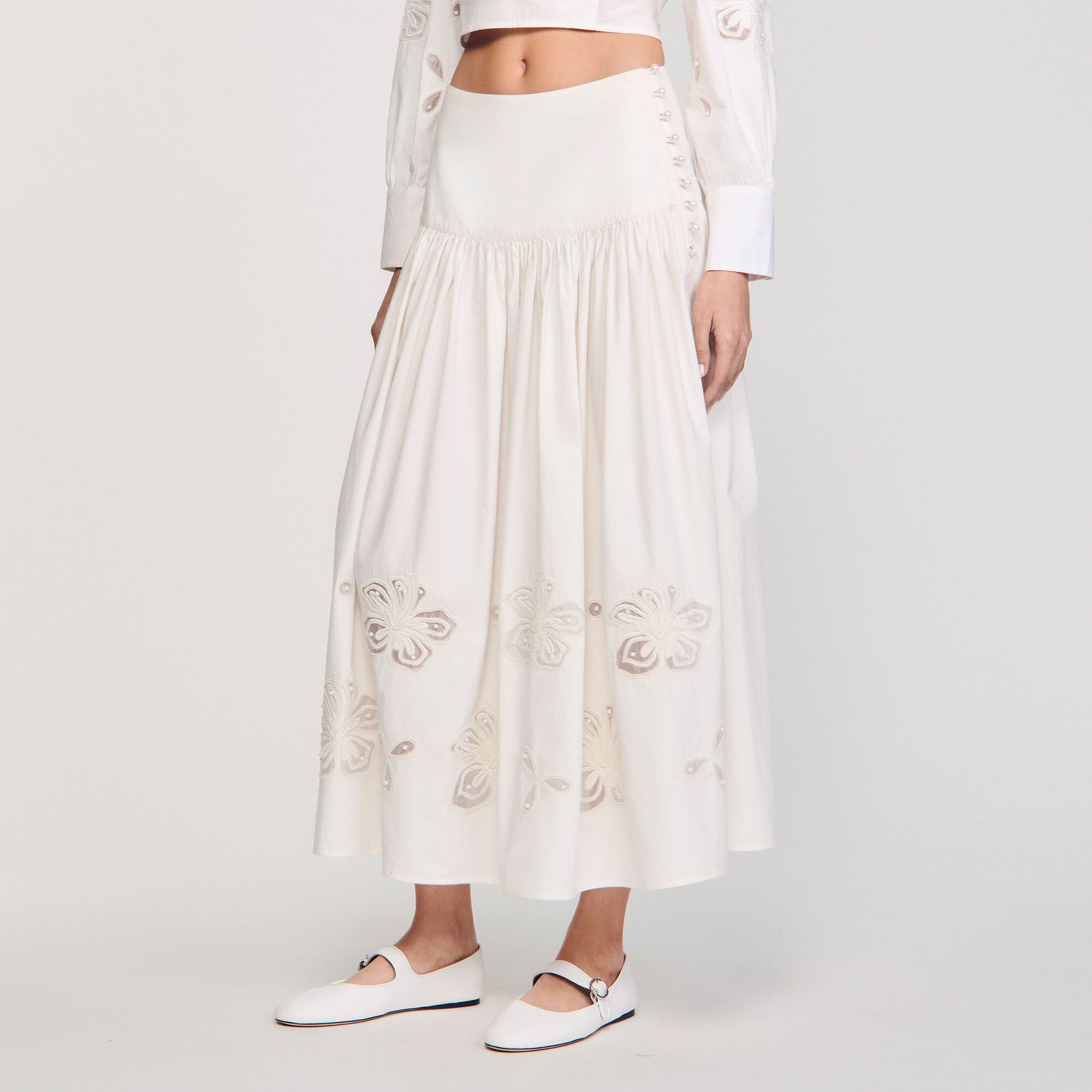 Long poplin skirt