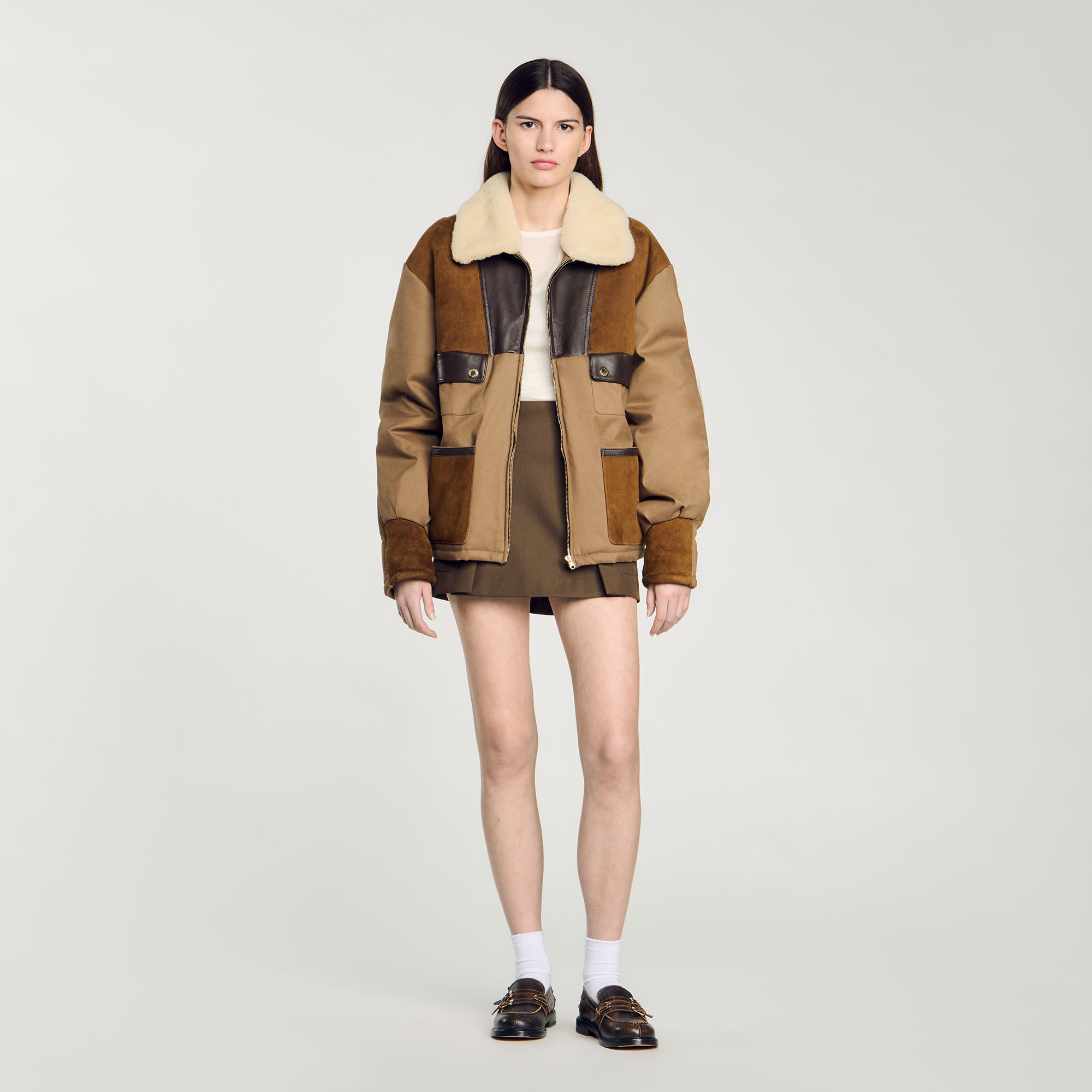 Shearling coat sandro deals
