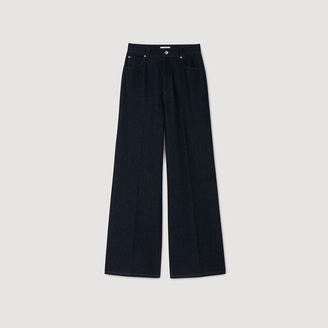 Wide-leg raw jeans