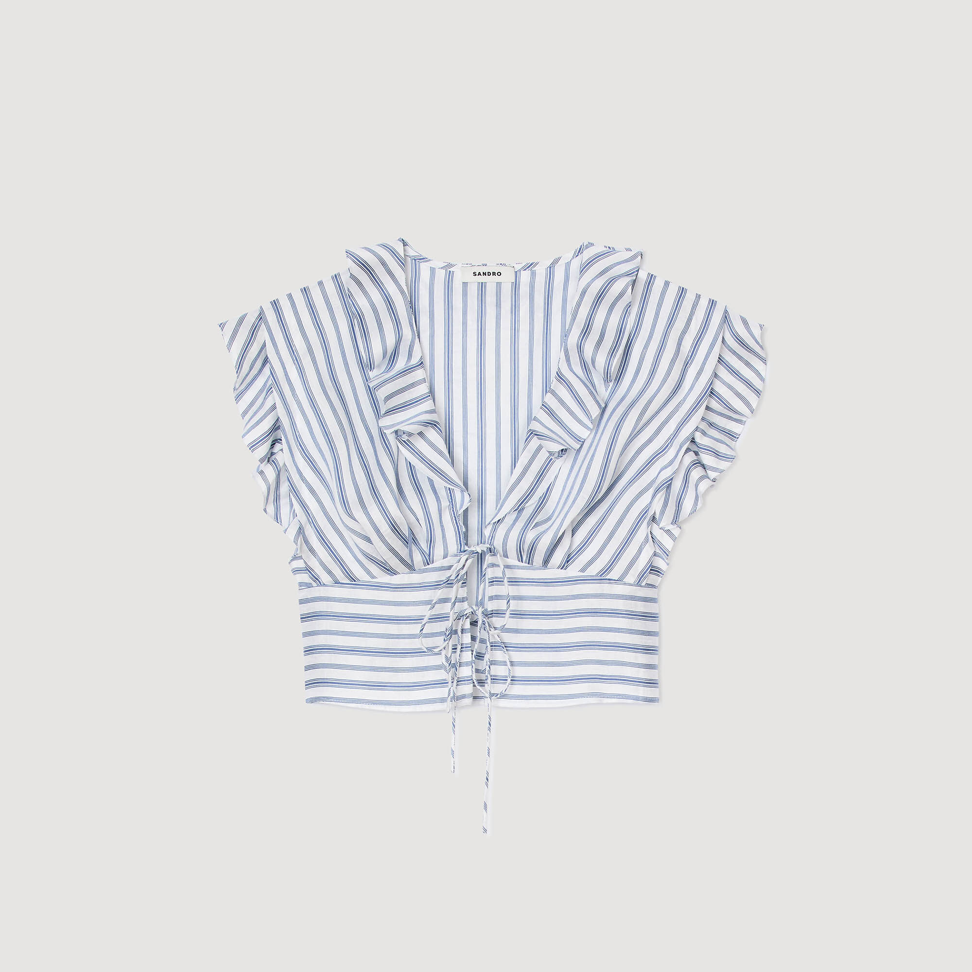 Striped sleeveless crop top blue For Women | Sandro Paris