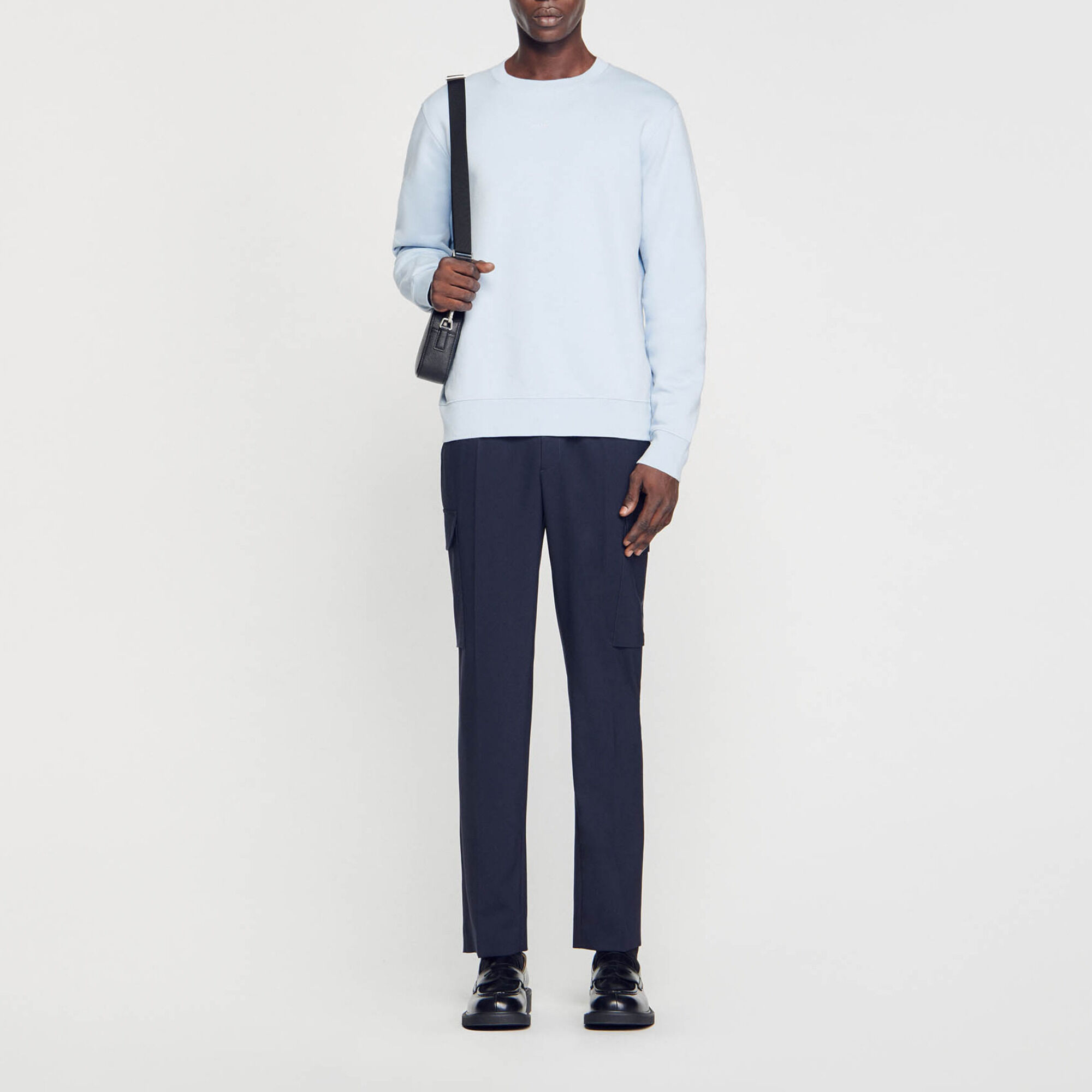 Embroidered fleece sweatshirt Blue Sandro Paris