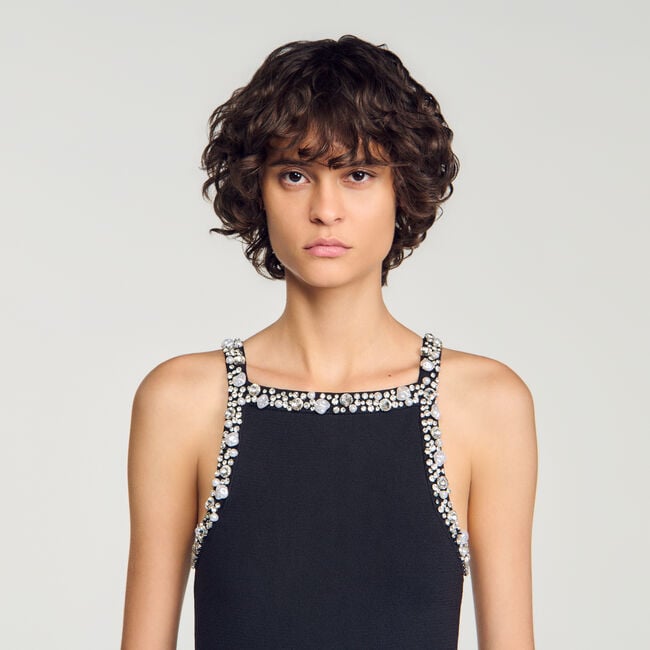 Bead and rhinestone knit bodysuit - Women | Sandro