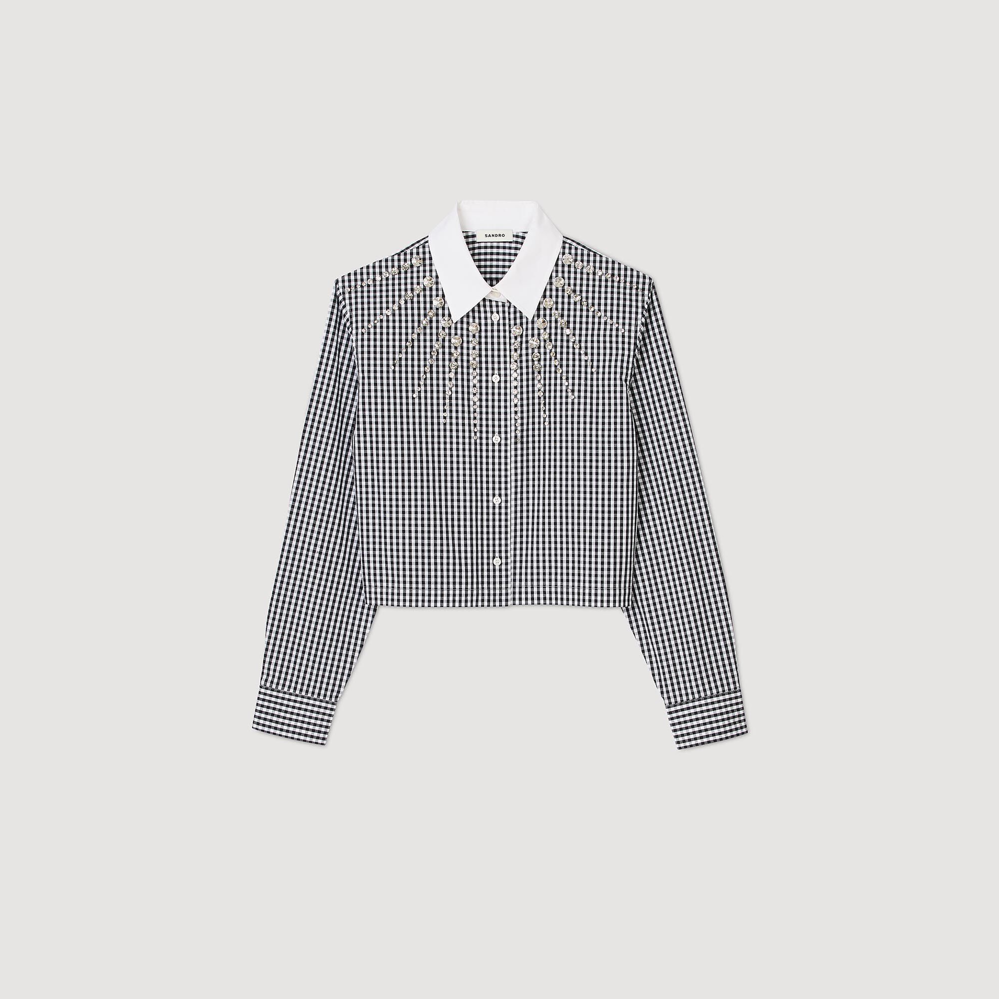 Cropped shirt with rhinestone bib