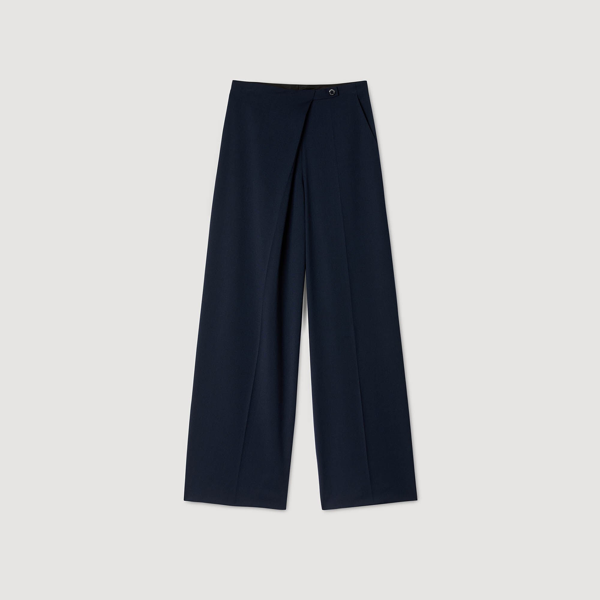 Asymmetric straight-leg trousers