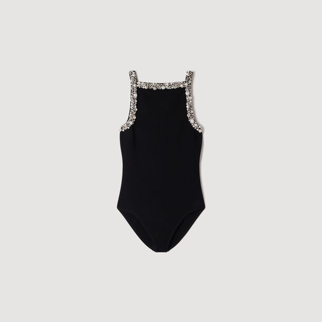 Bead and rhinestone knit bodysuit - Women | Sandro