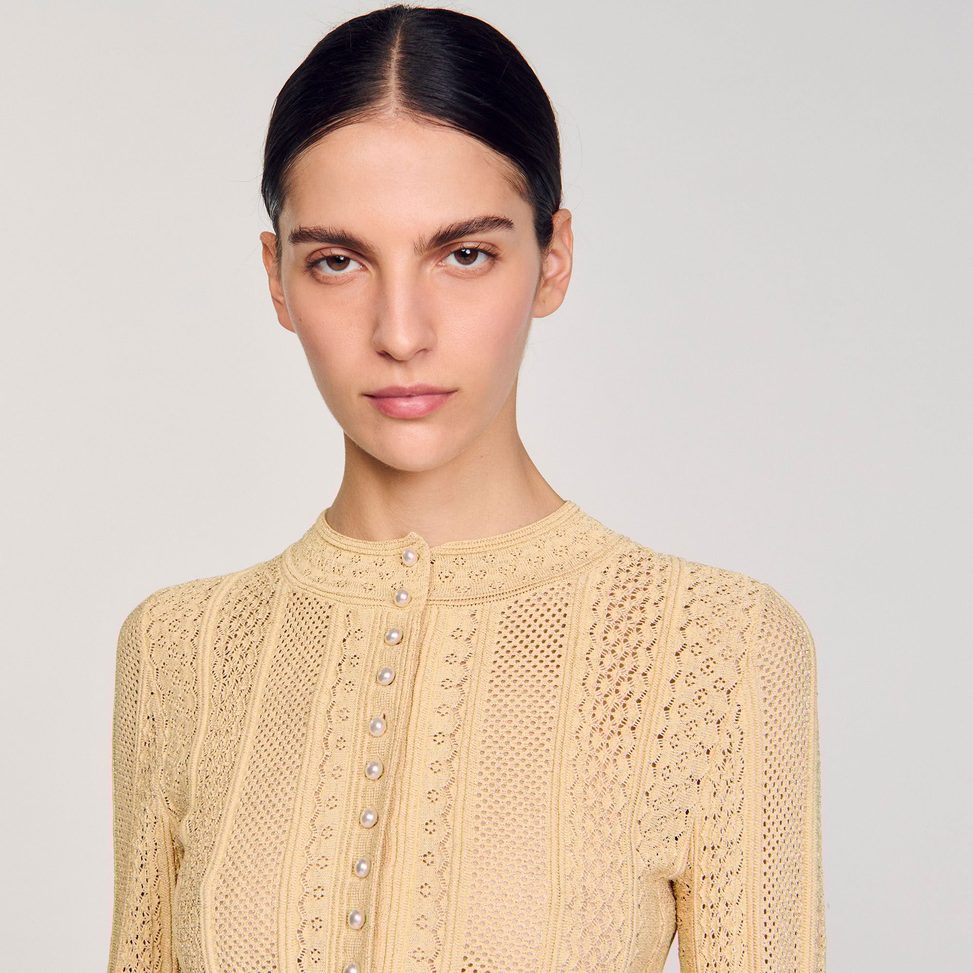 Pointelle knit cardigan