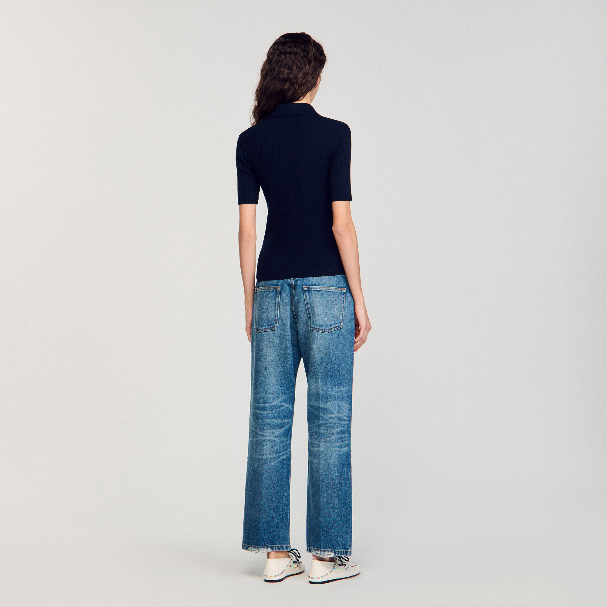Polo-neck sweater blue For Women | Sandro Paris