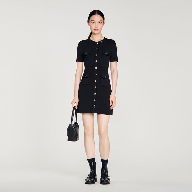 Button-up knit mini dress
