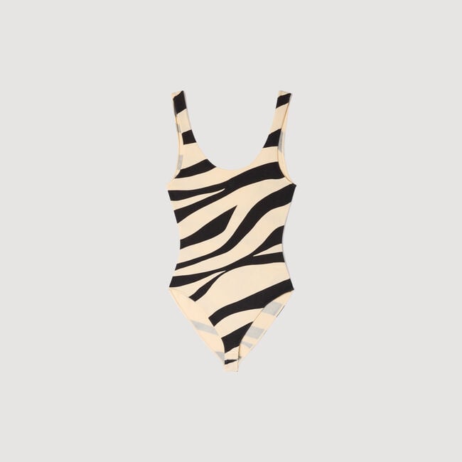 Zebra-print knit bodysuit