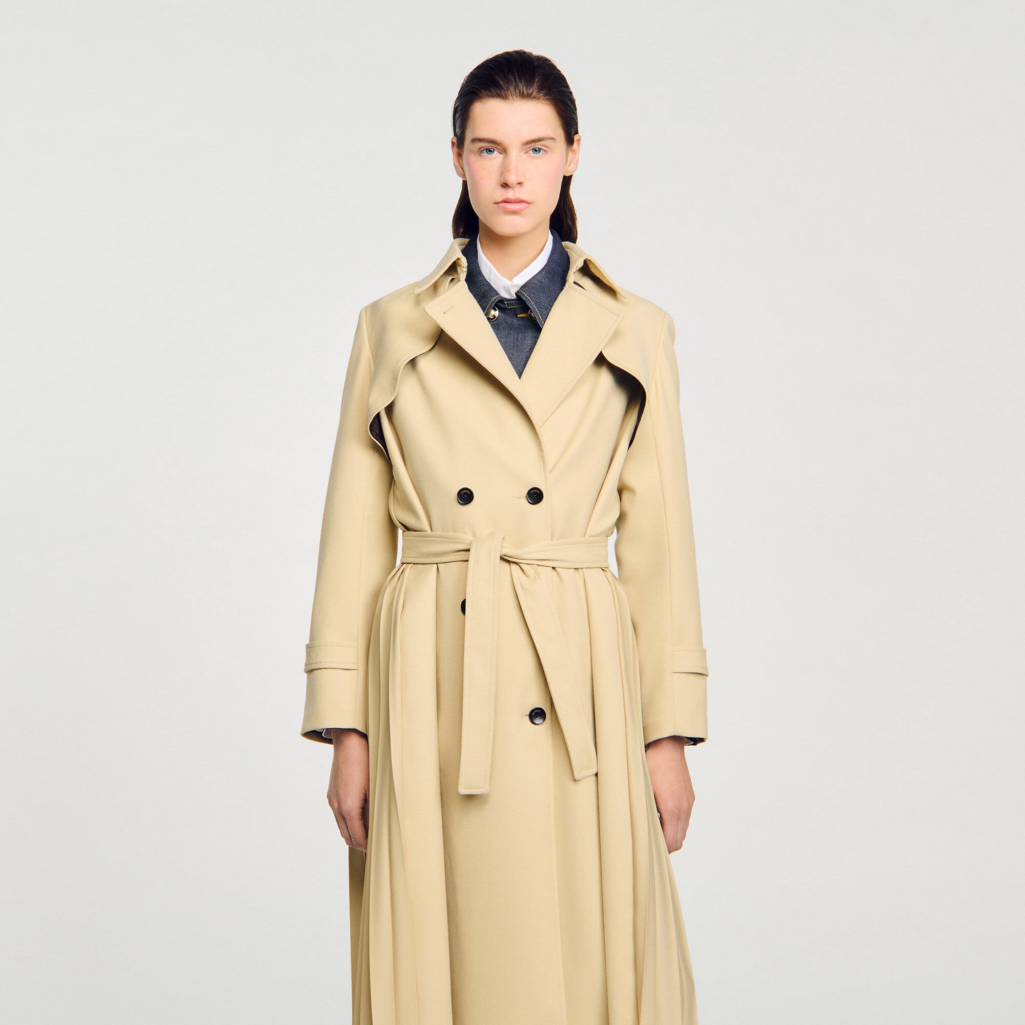 Belted double-breasted trench