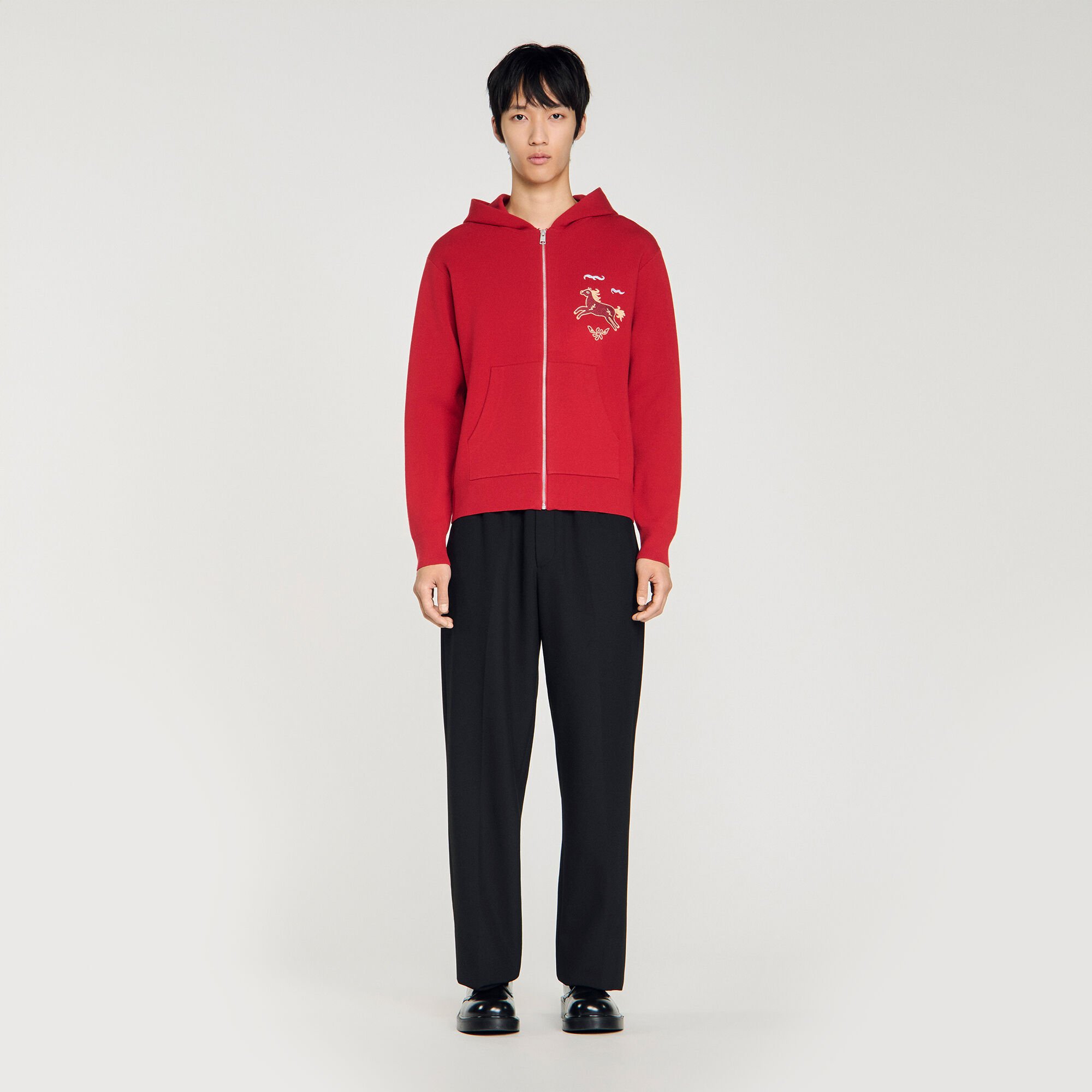 Animal print zip-up cardigan