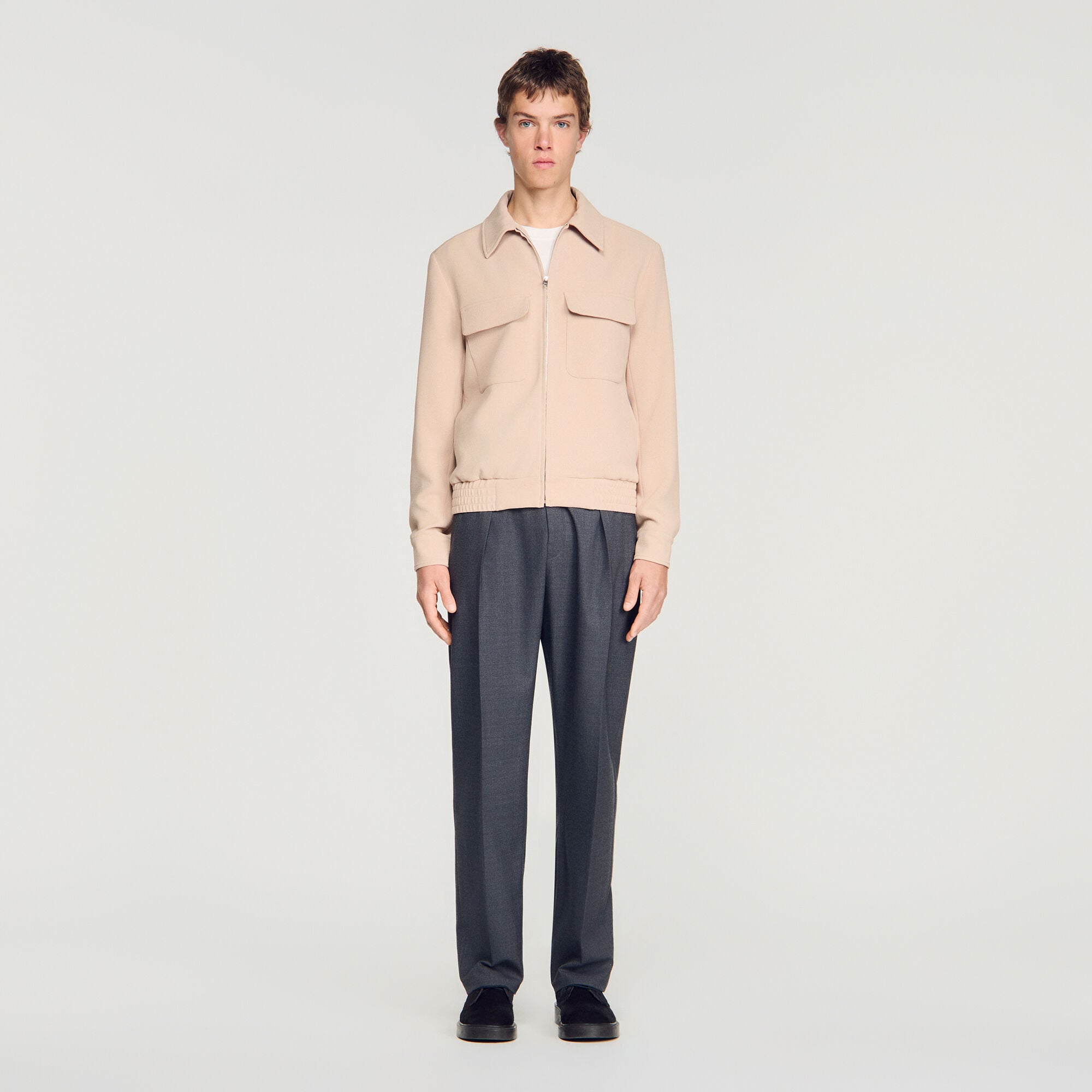 Waffle-effect zip-up jacket