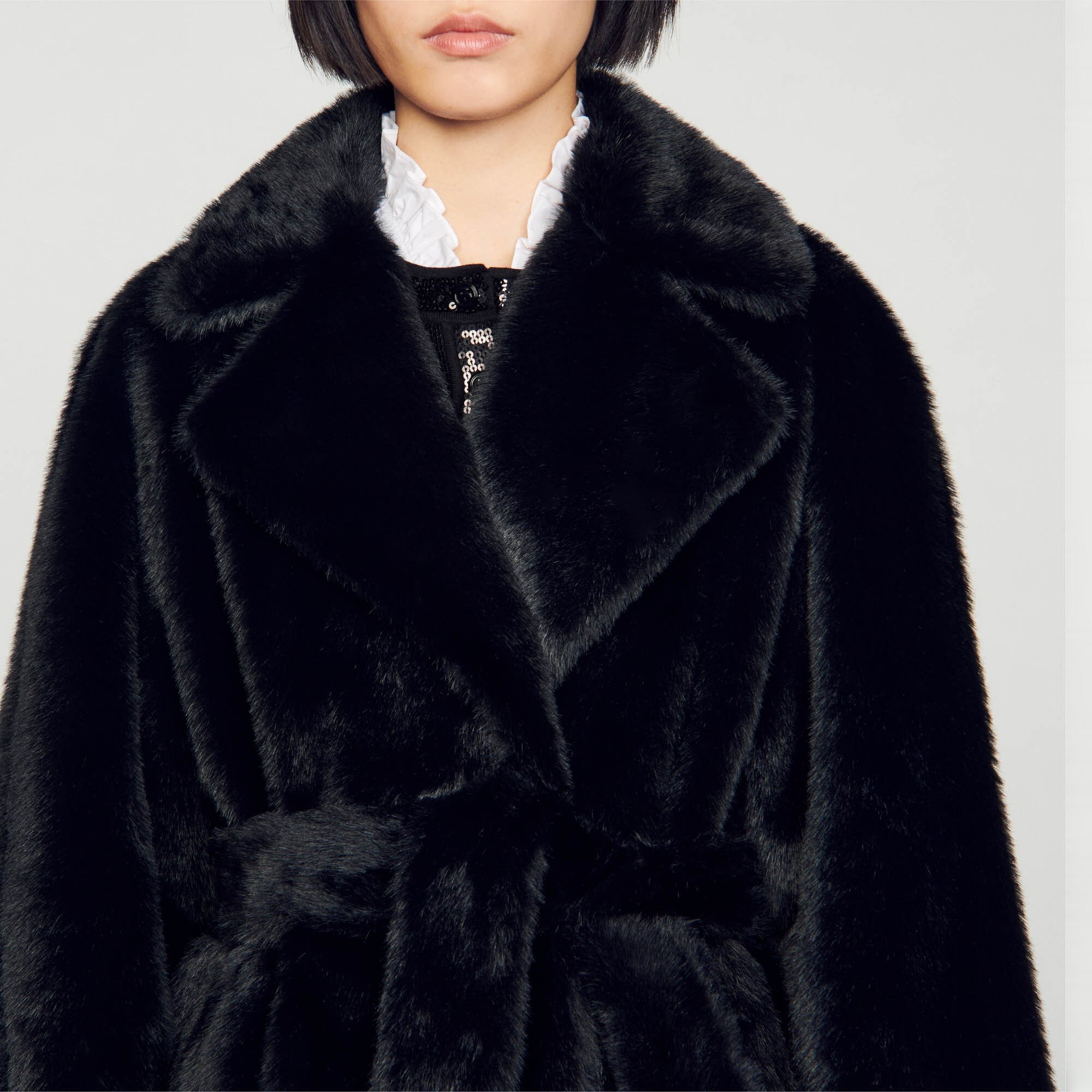 Long faux fur coat