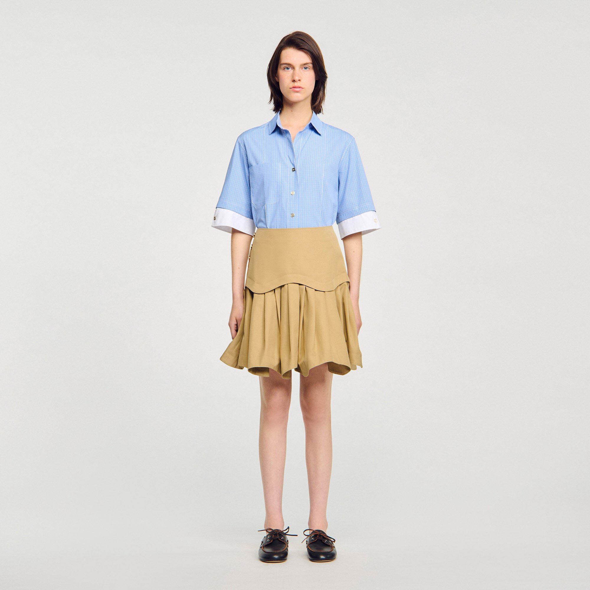 Mini flared pleated skirt
