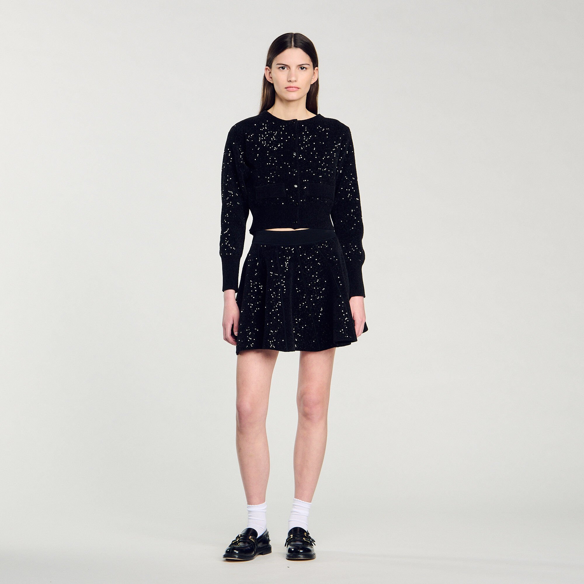 Sequinned velvet cardigan