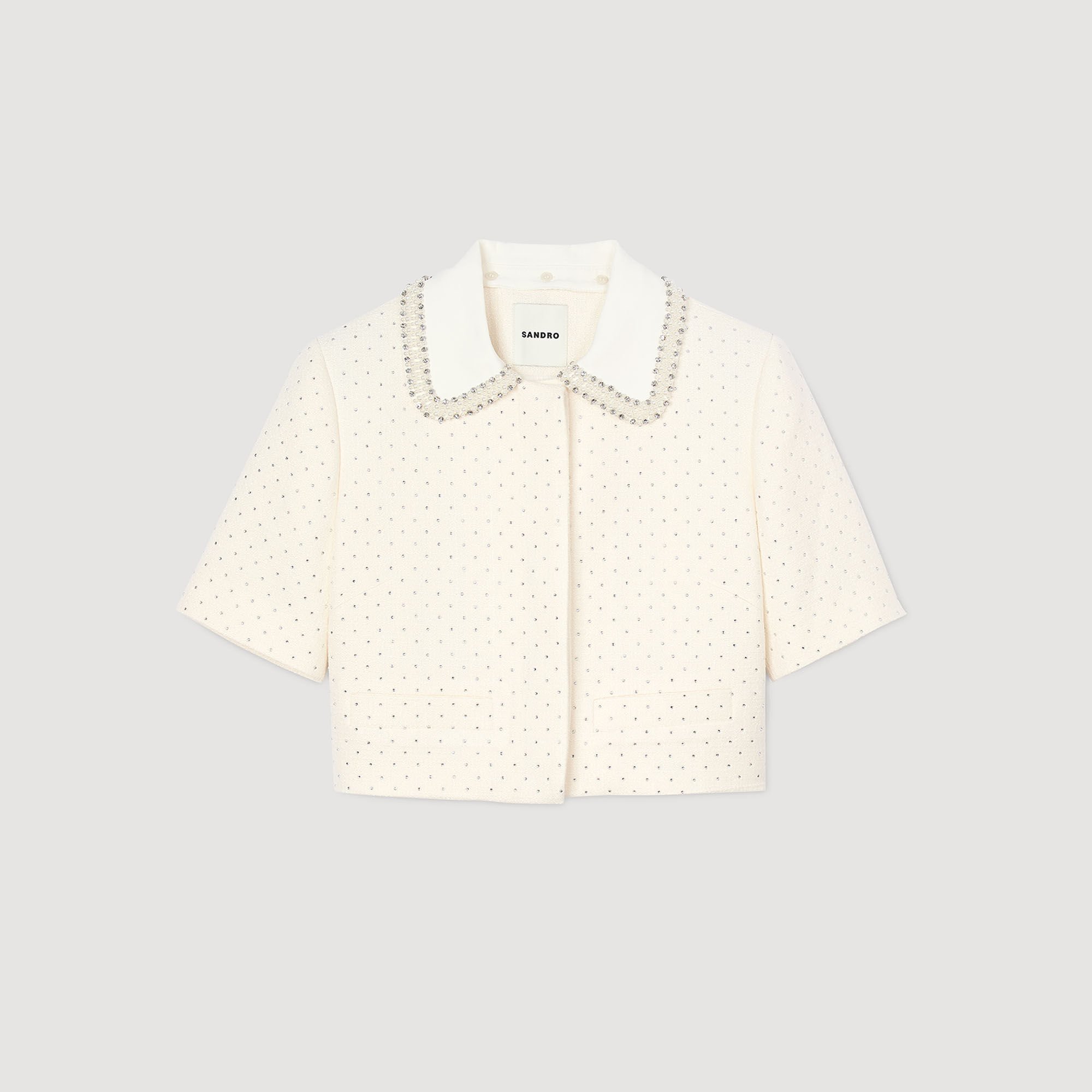 Short-sleeved rhinestone jacket