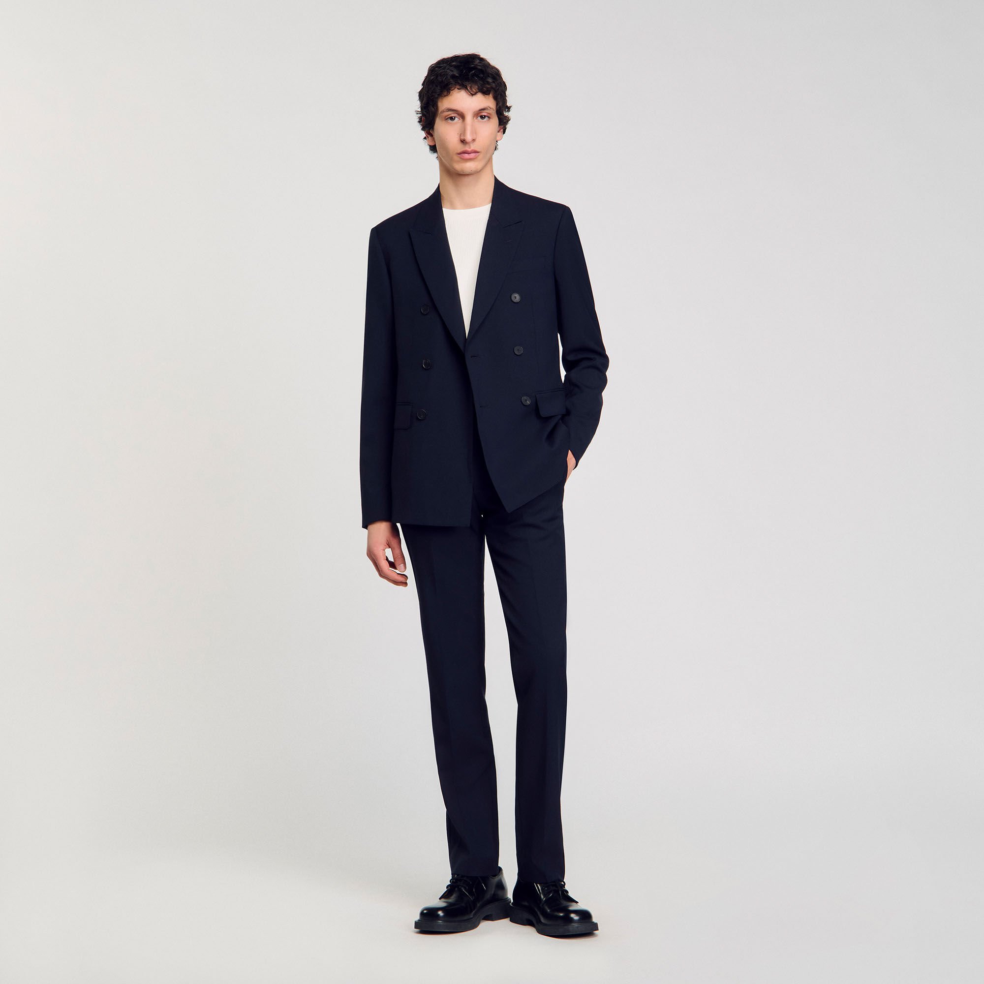 Double-breasted suit jacket blue for Men | Sandro Paris