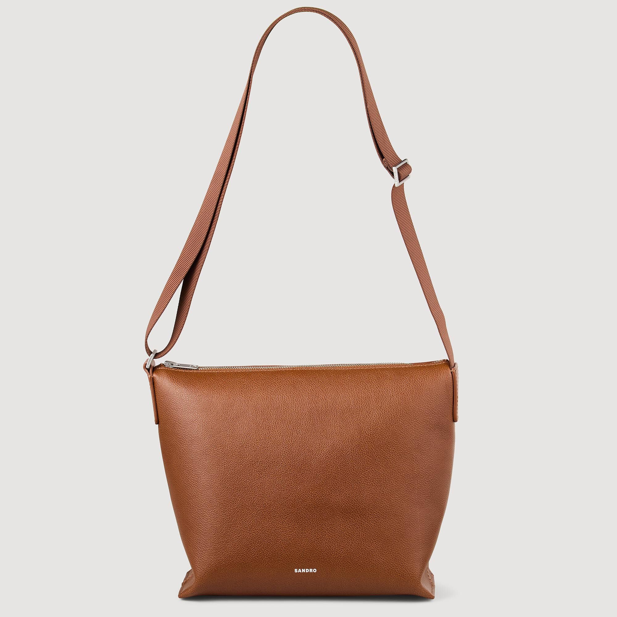 Grained leather satchel