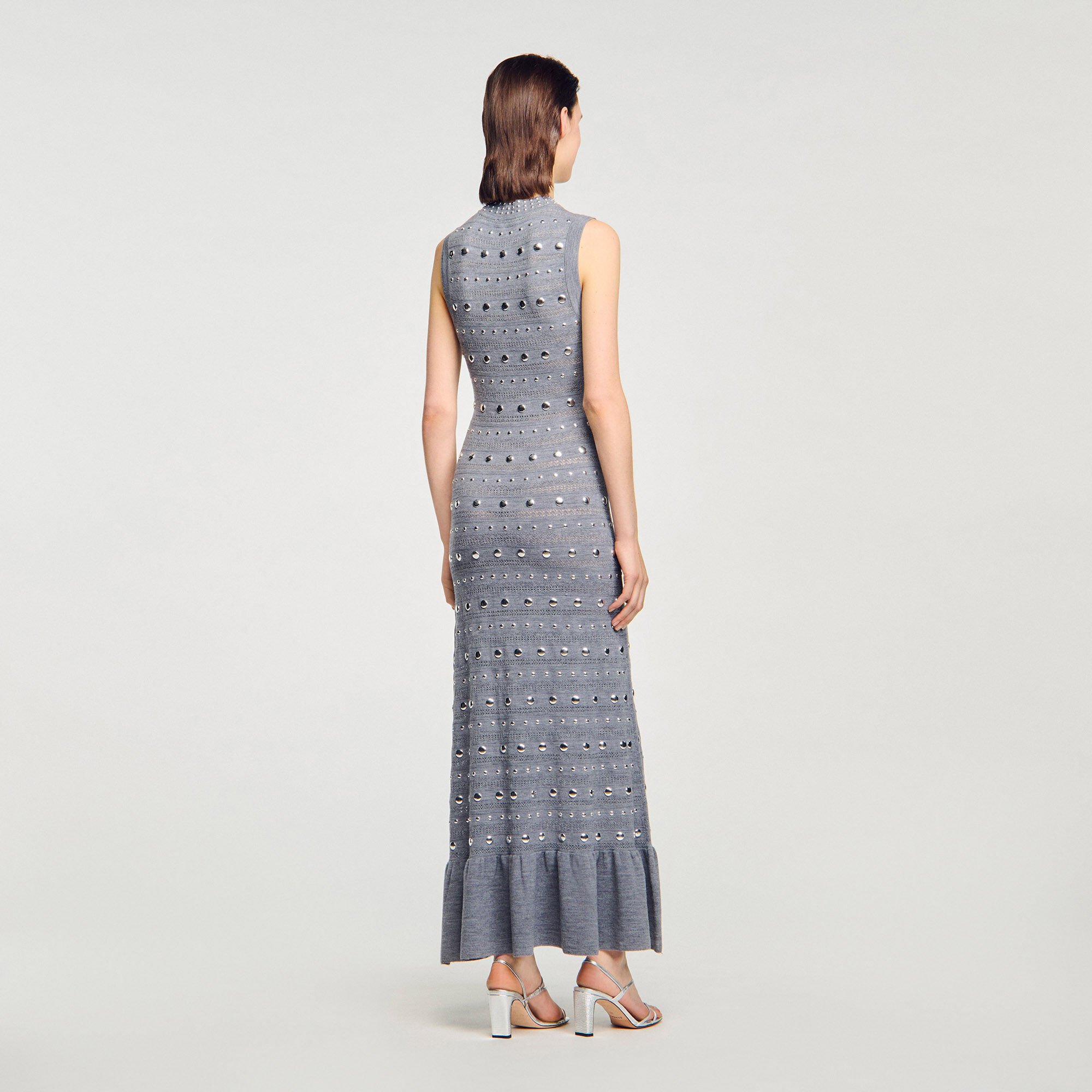 Knit maxi dress with studs