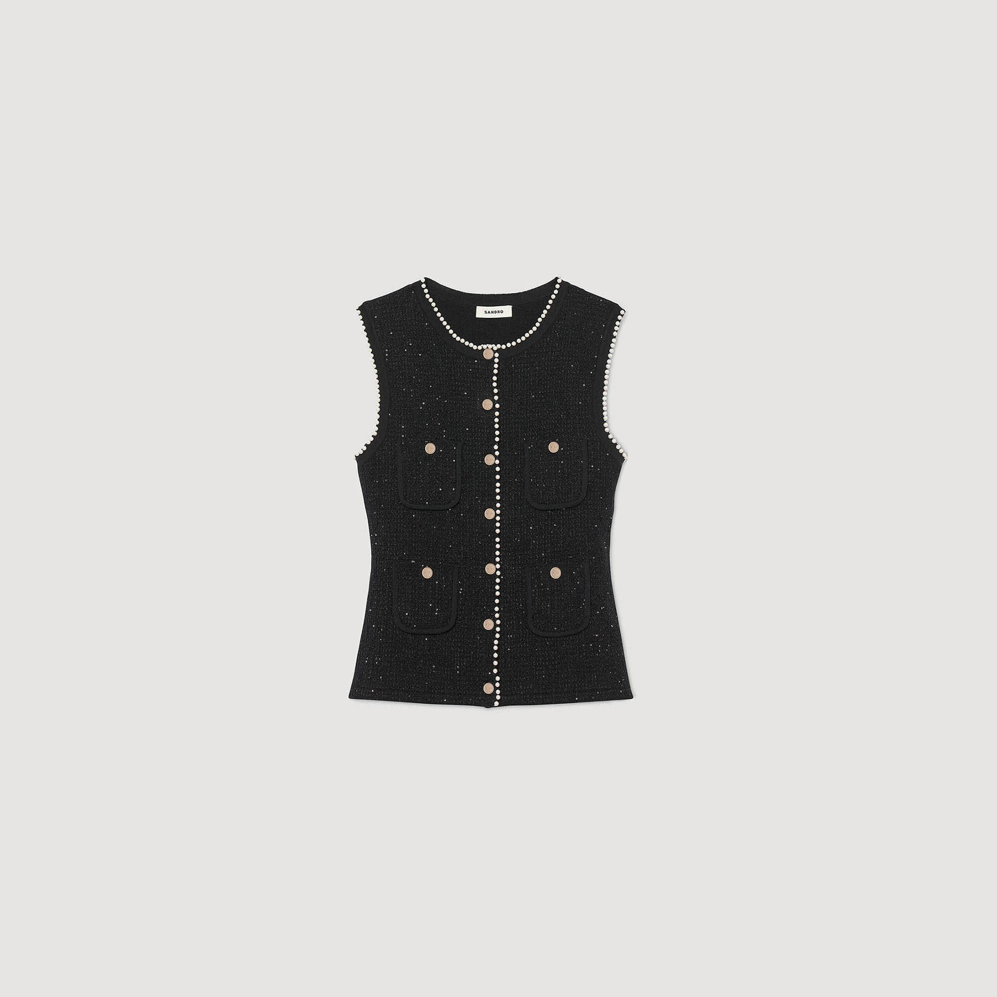 【美品】Na.e ナエ　Novel Tweed Vest_black 12-23-