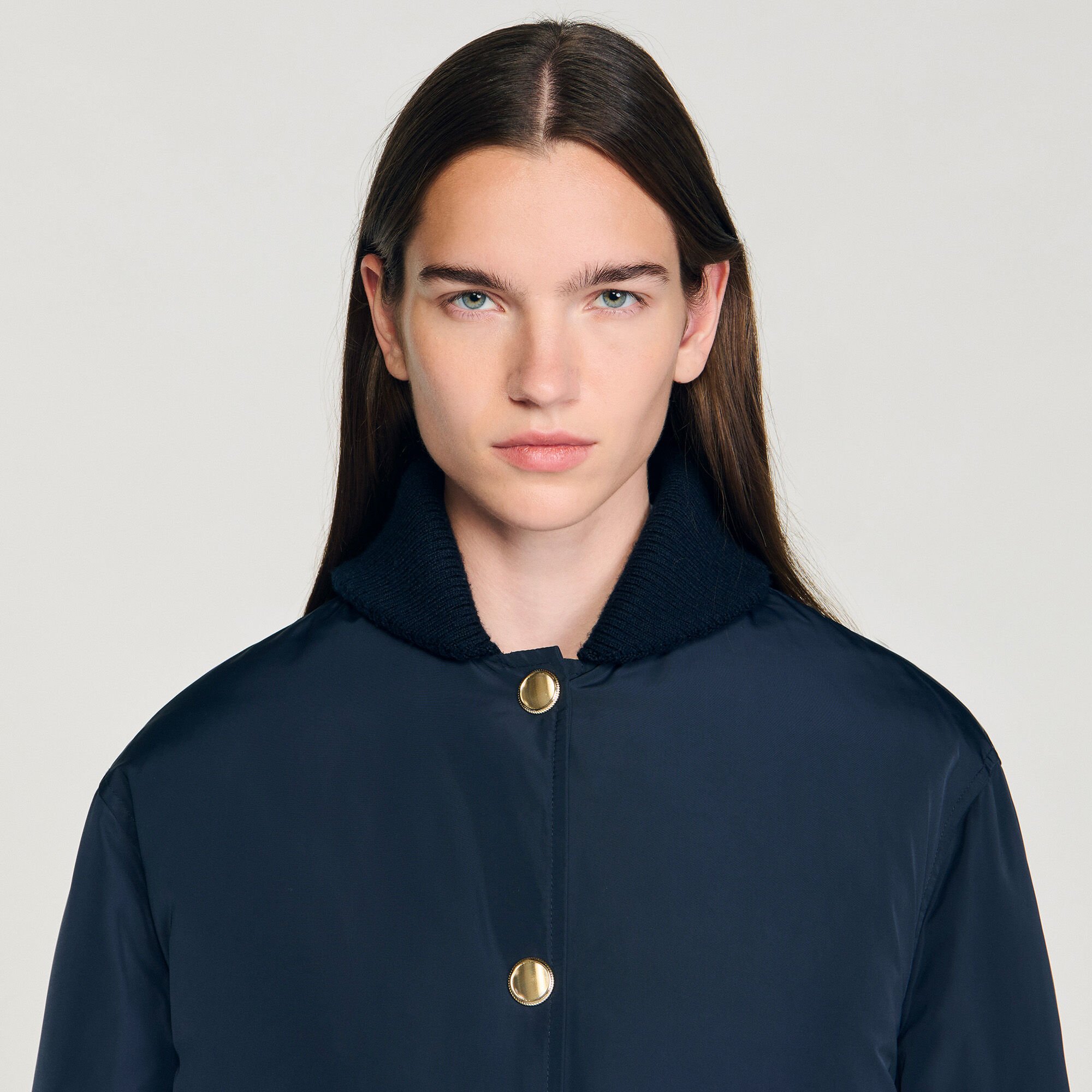 Puffer jacket with teddy collar