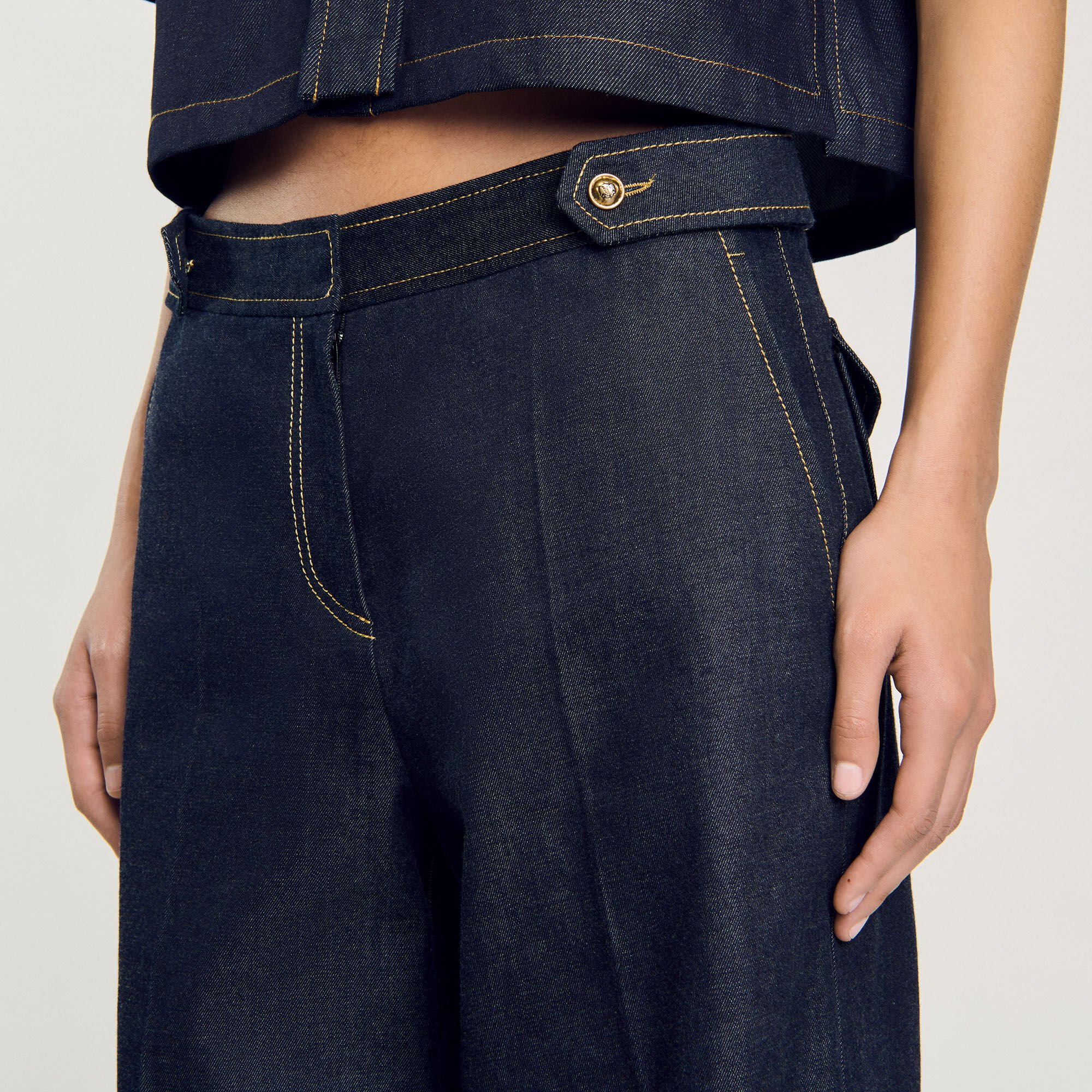 Raw denim wide-leg jeans