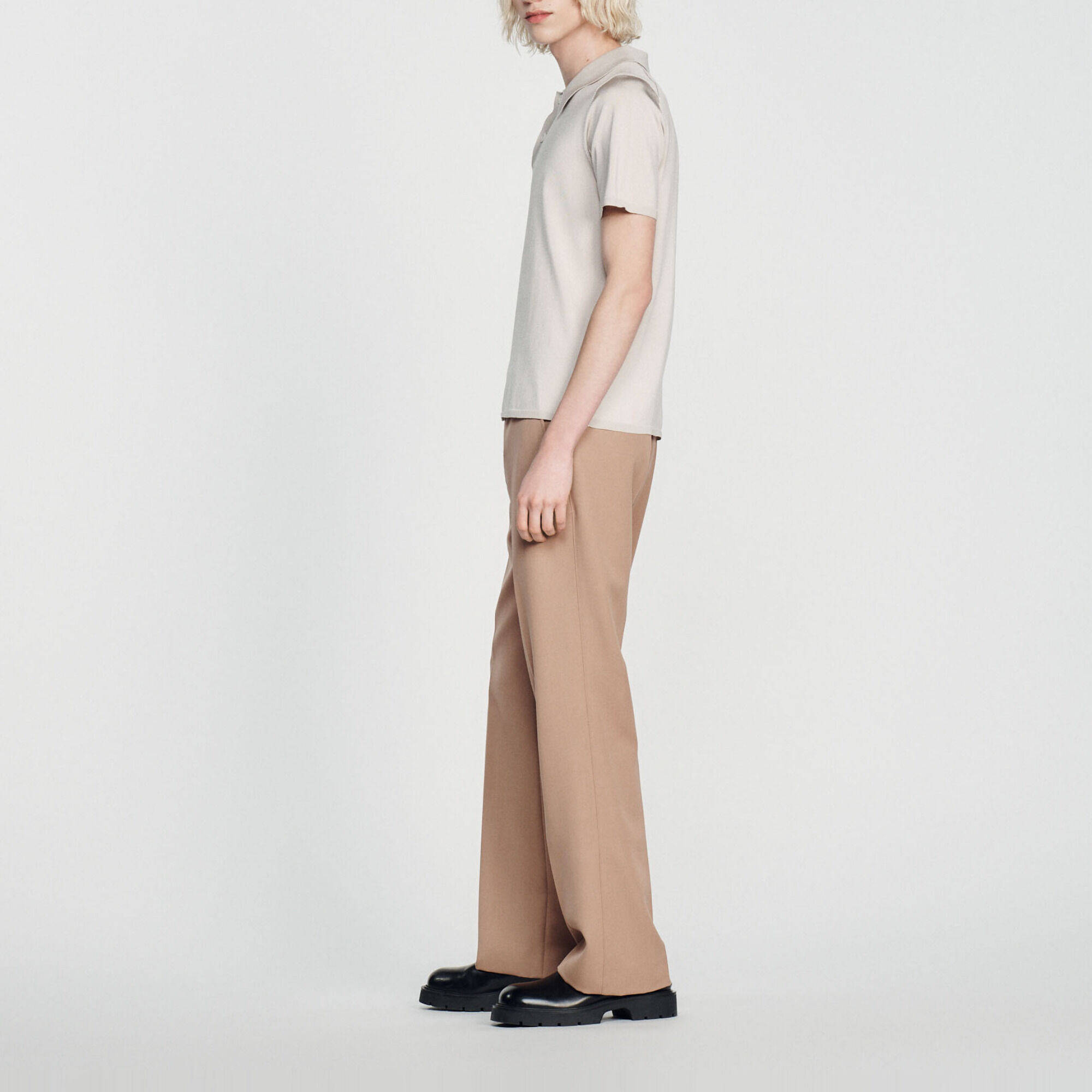 Short-sleeve knitted polo shirt