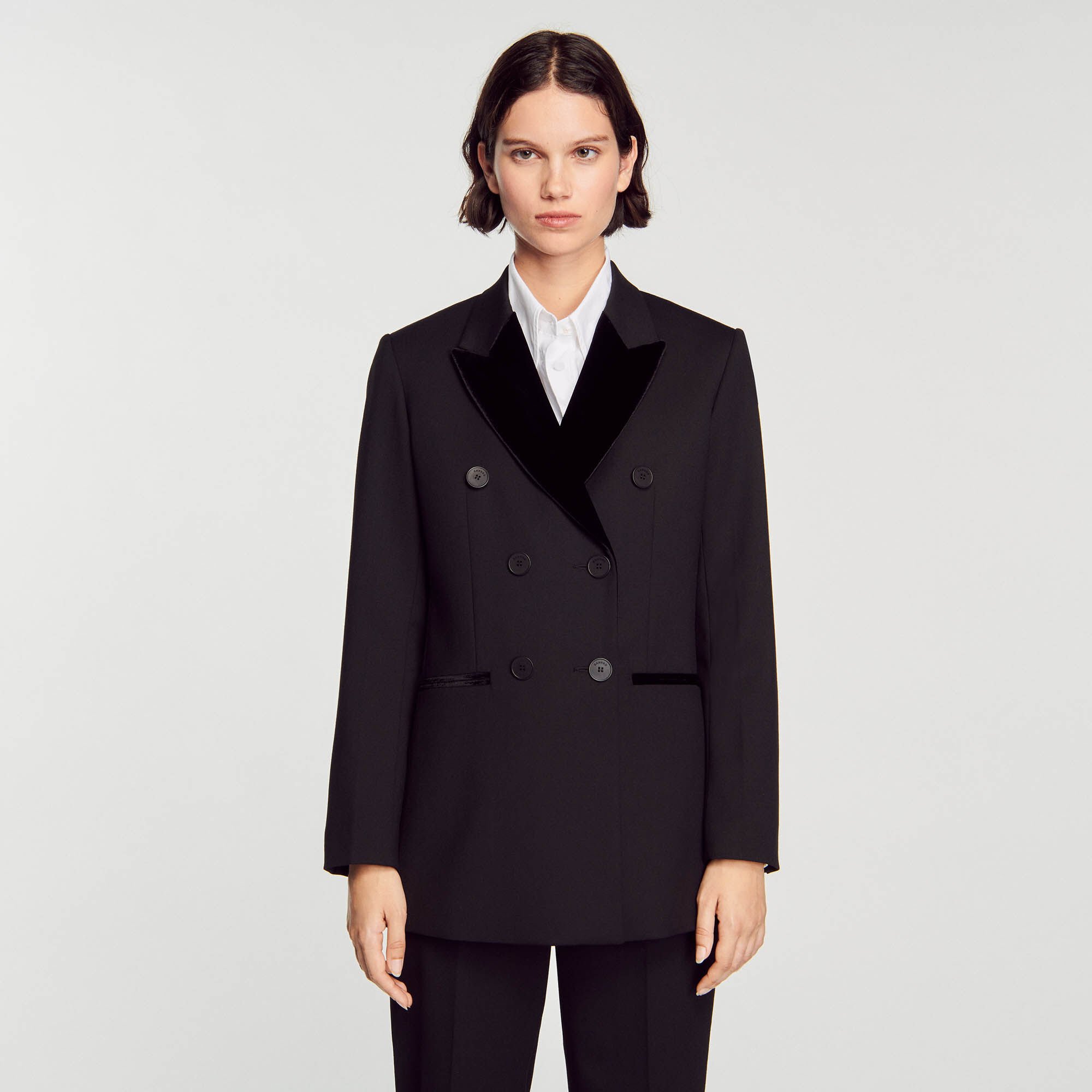 Tailored jacket Black / Gray | Sandro Paris