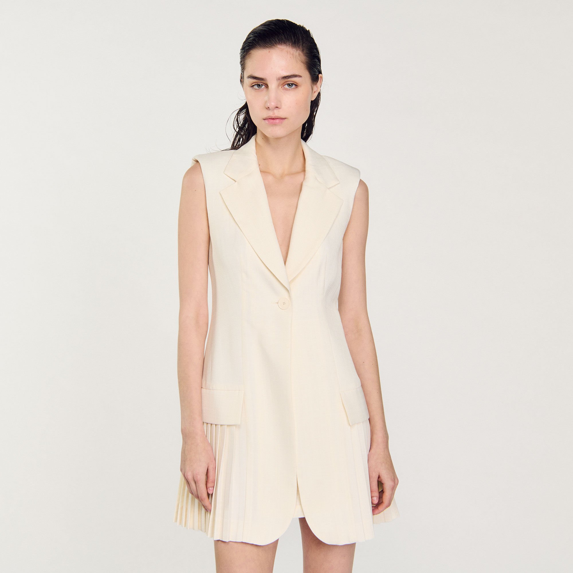 Mini pleated suit dress