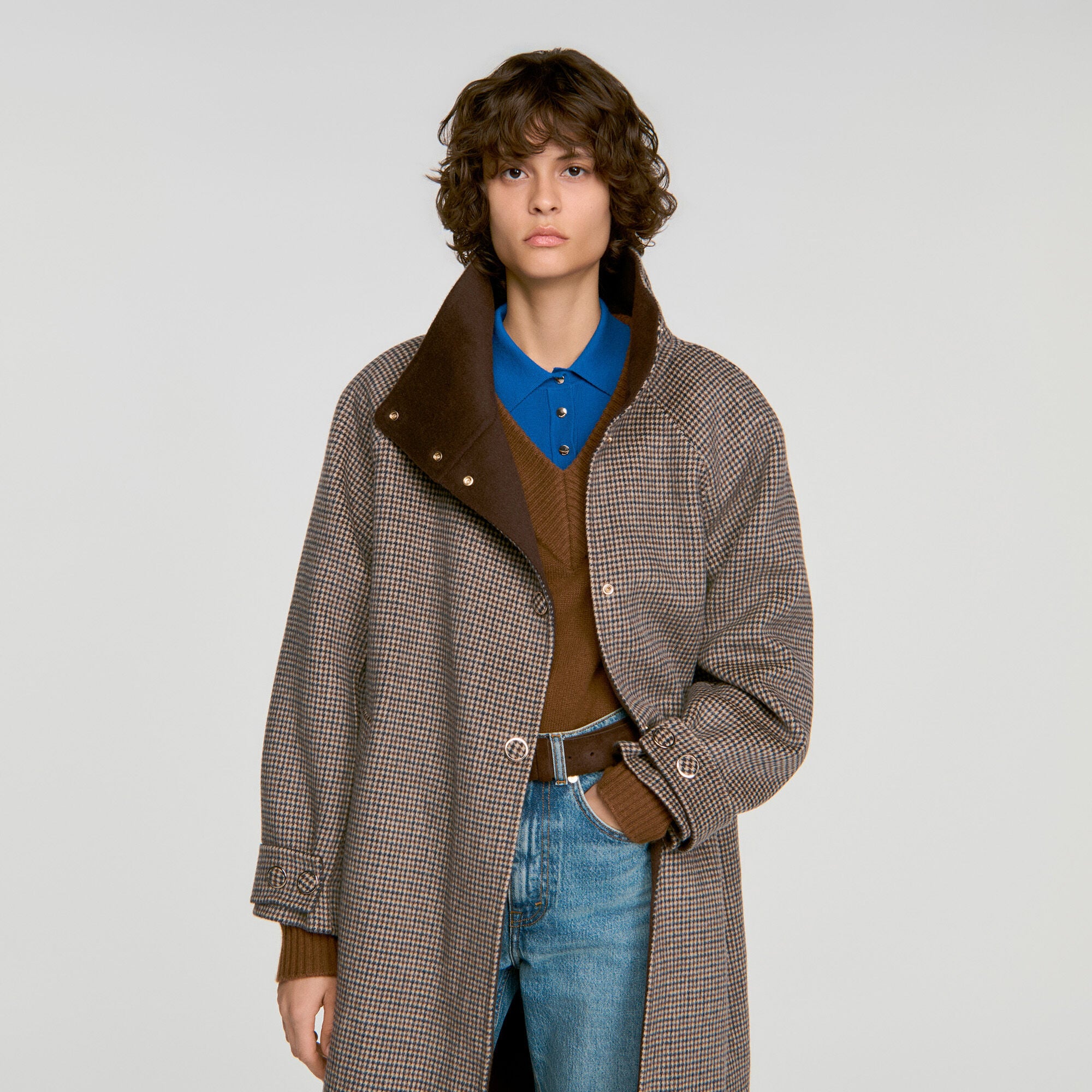 Oversized check coat - Women | Sandro