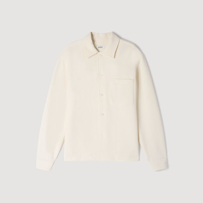 Textured shark collar shirt