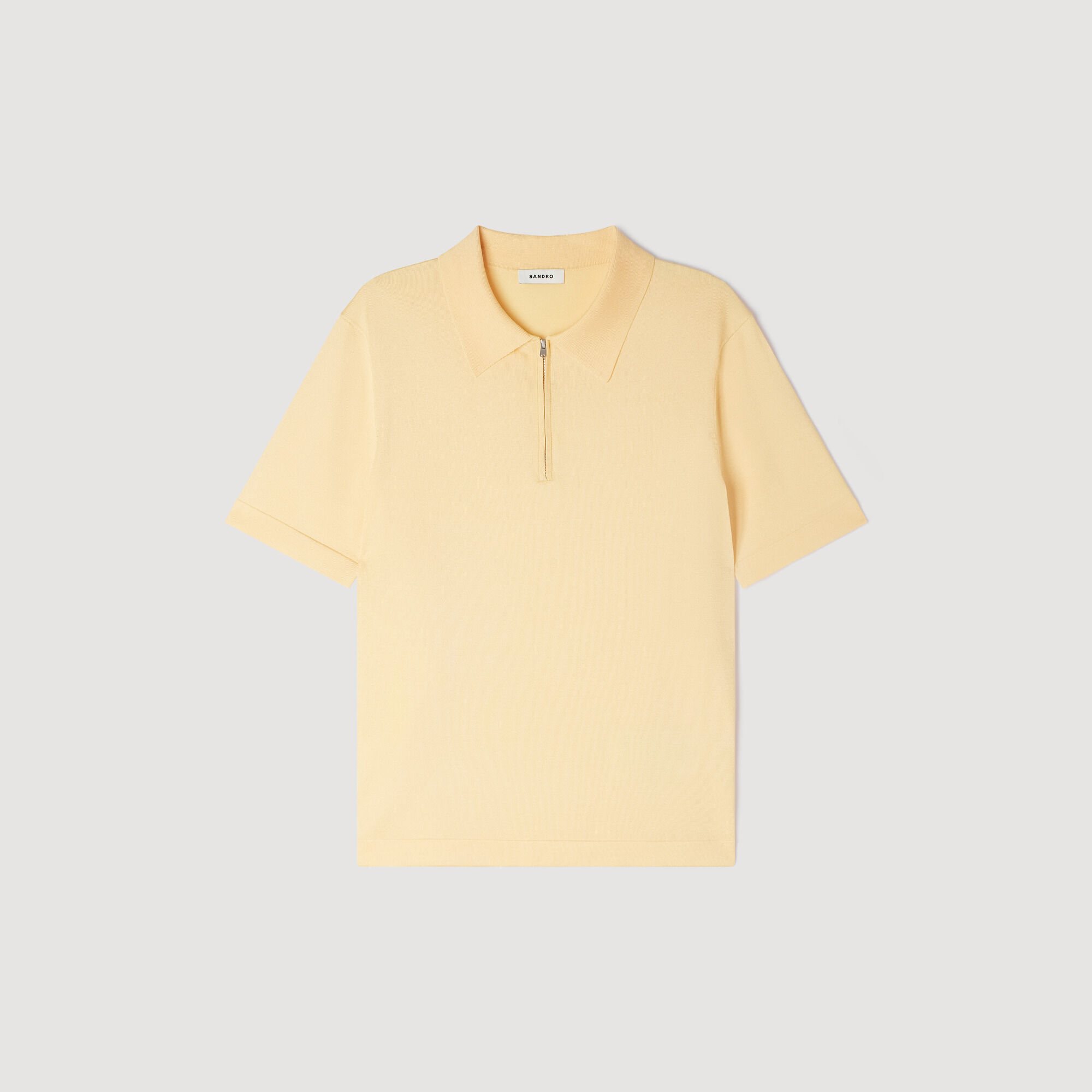 Knitted polo with zip collar