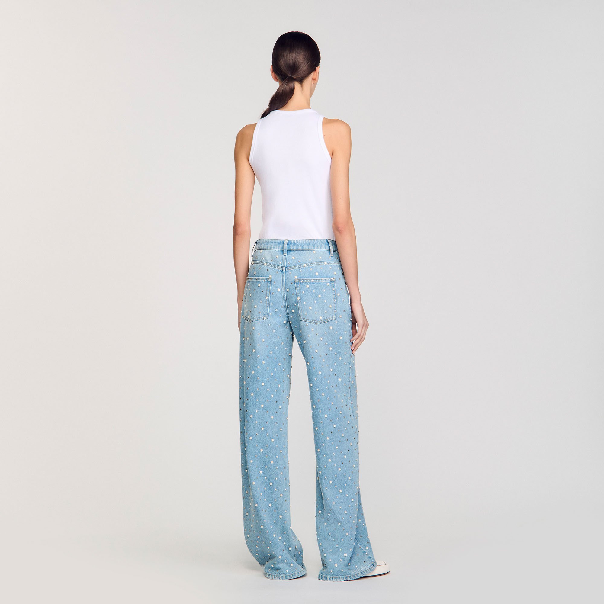 Rhinestone and beaded jeans