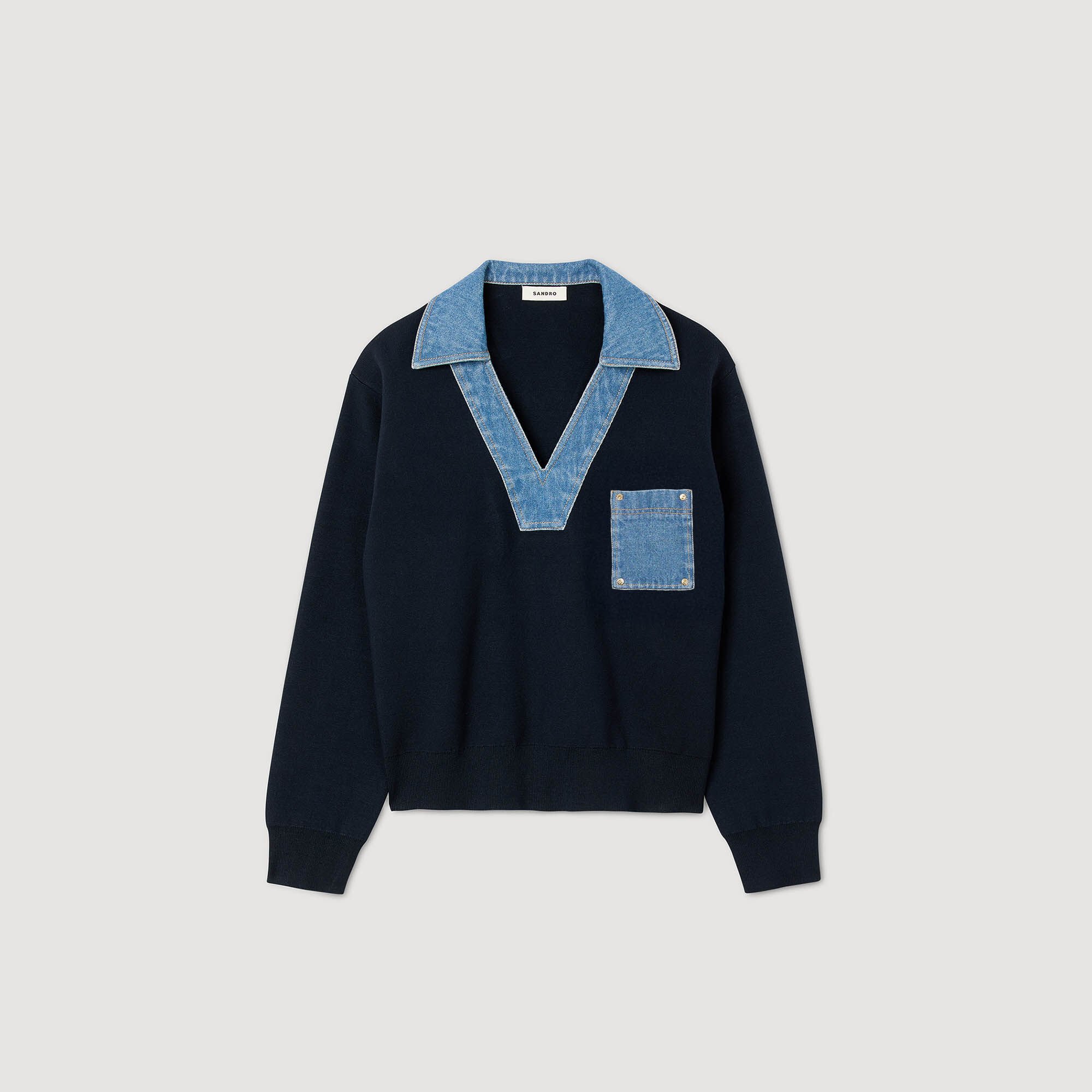 Sweater with denim details