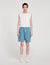 Square cross denim Bermuda shorts