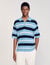 Striped knit polo shirt