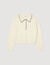 Contrast polo-neck knit sweater