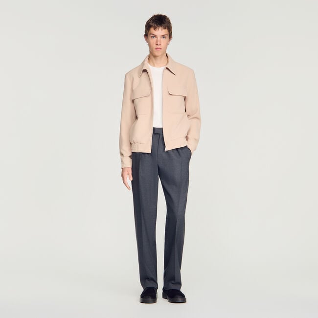 Waffle-effect zip-up jacket