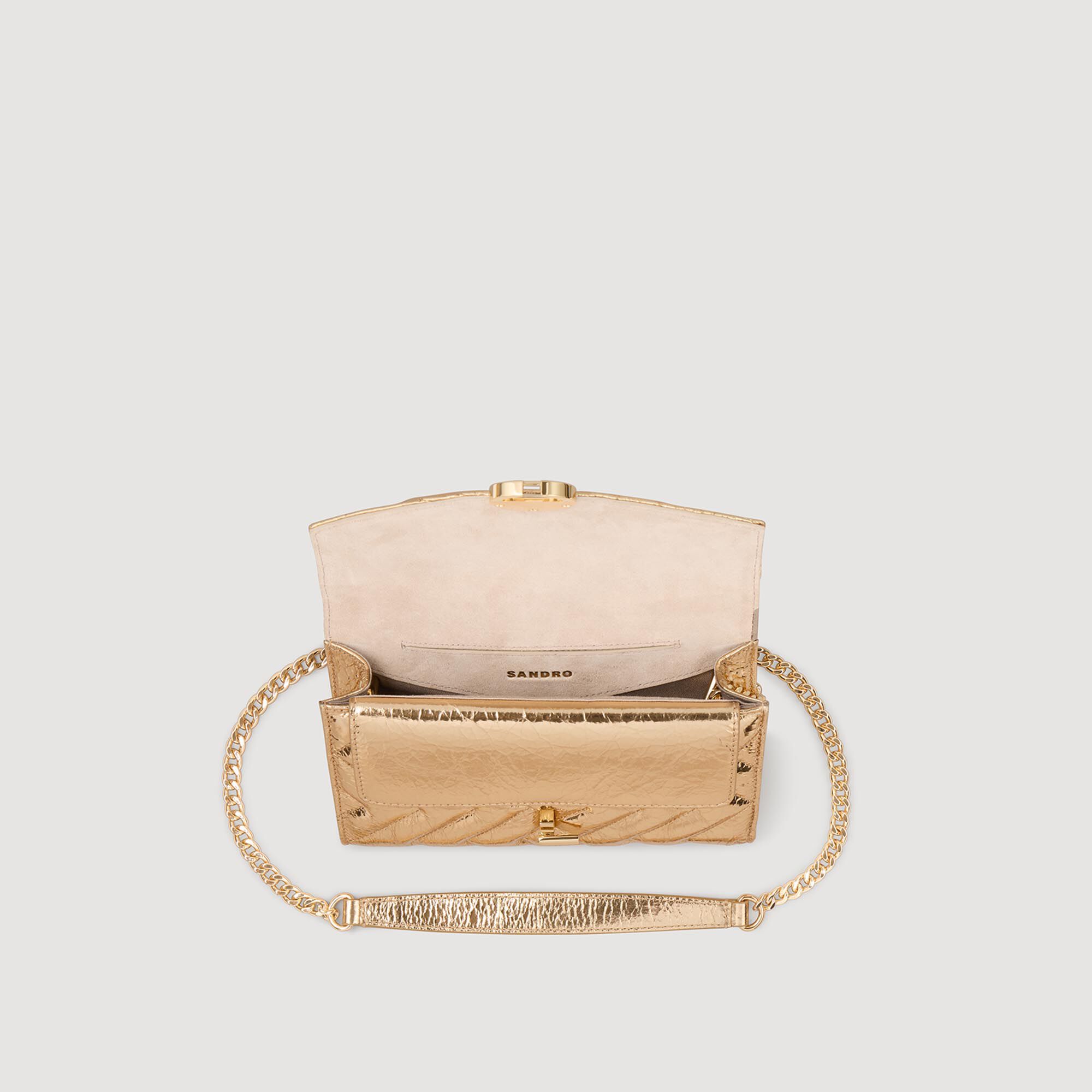 Crackled leather crossbody bag