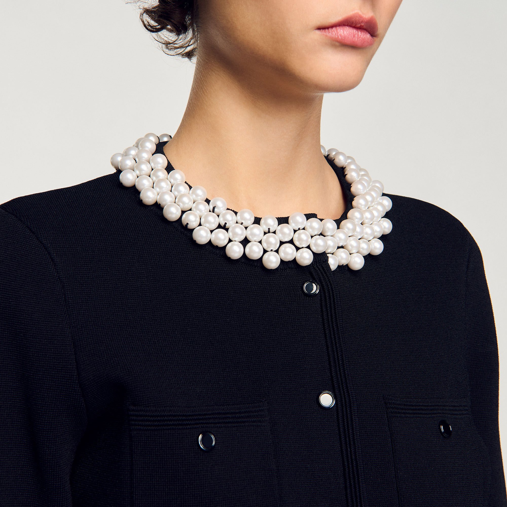 Cardigan with beaded collar