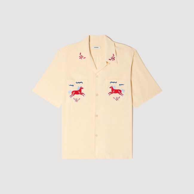 Embroidered horse loose-fit shirt