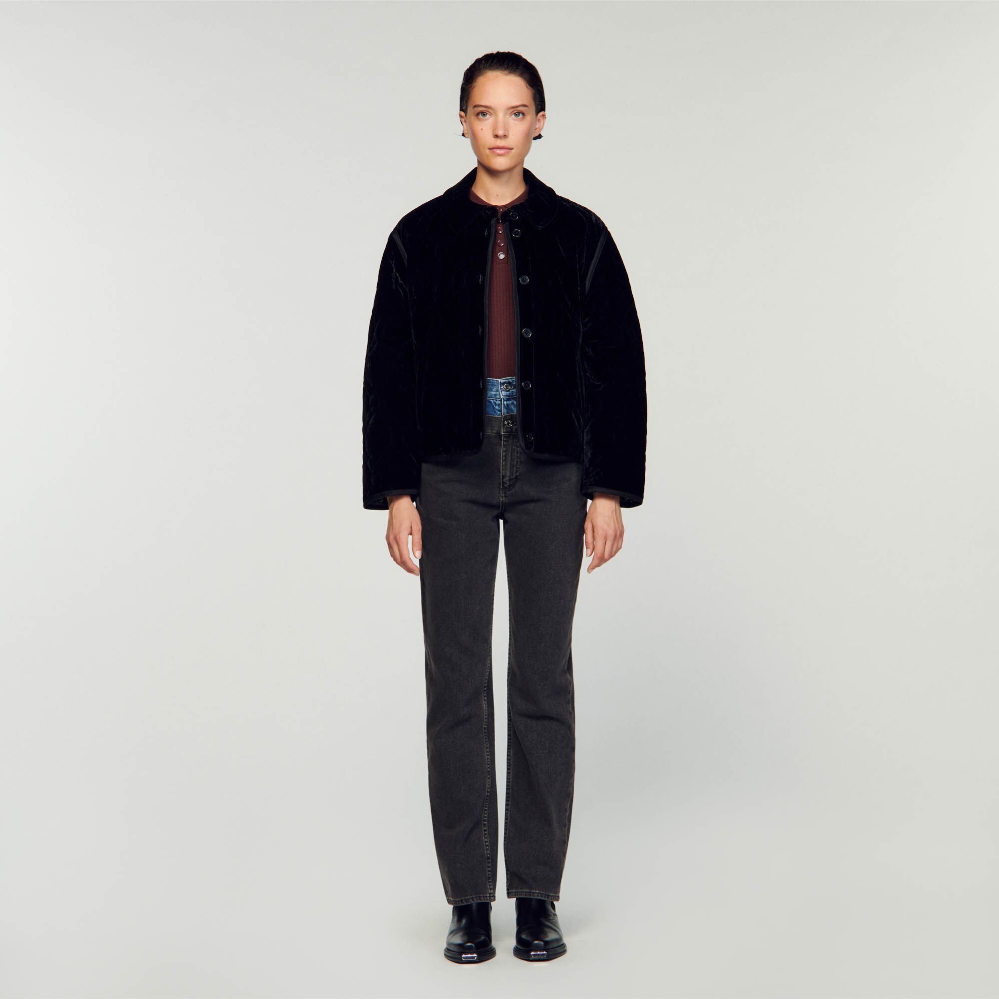 Sandro velvet puffer hot sale