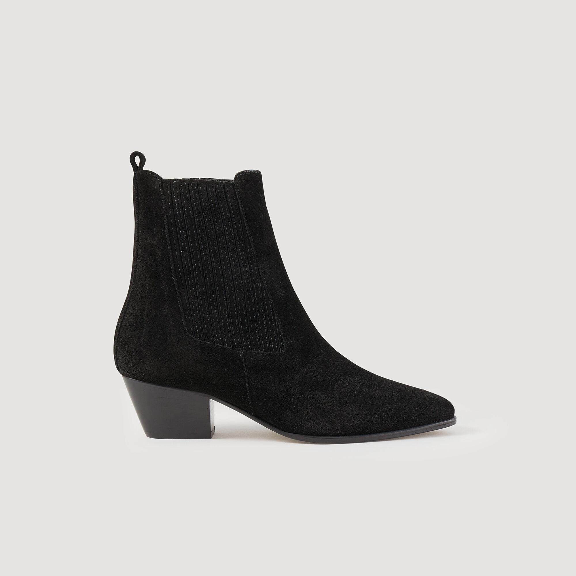 Amelya Leather ankle boots with elastic Boots Sandro Paris