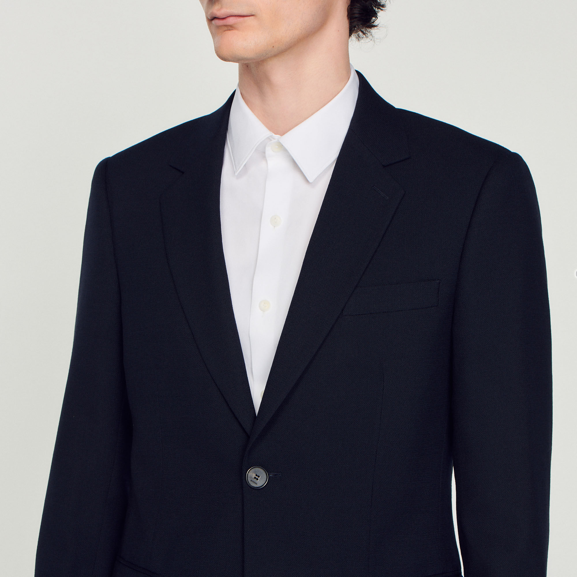 Navy Wool suit jacket - Suits & Blazers | Sandro Paris