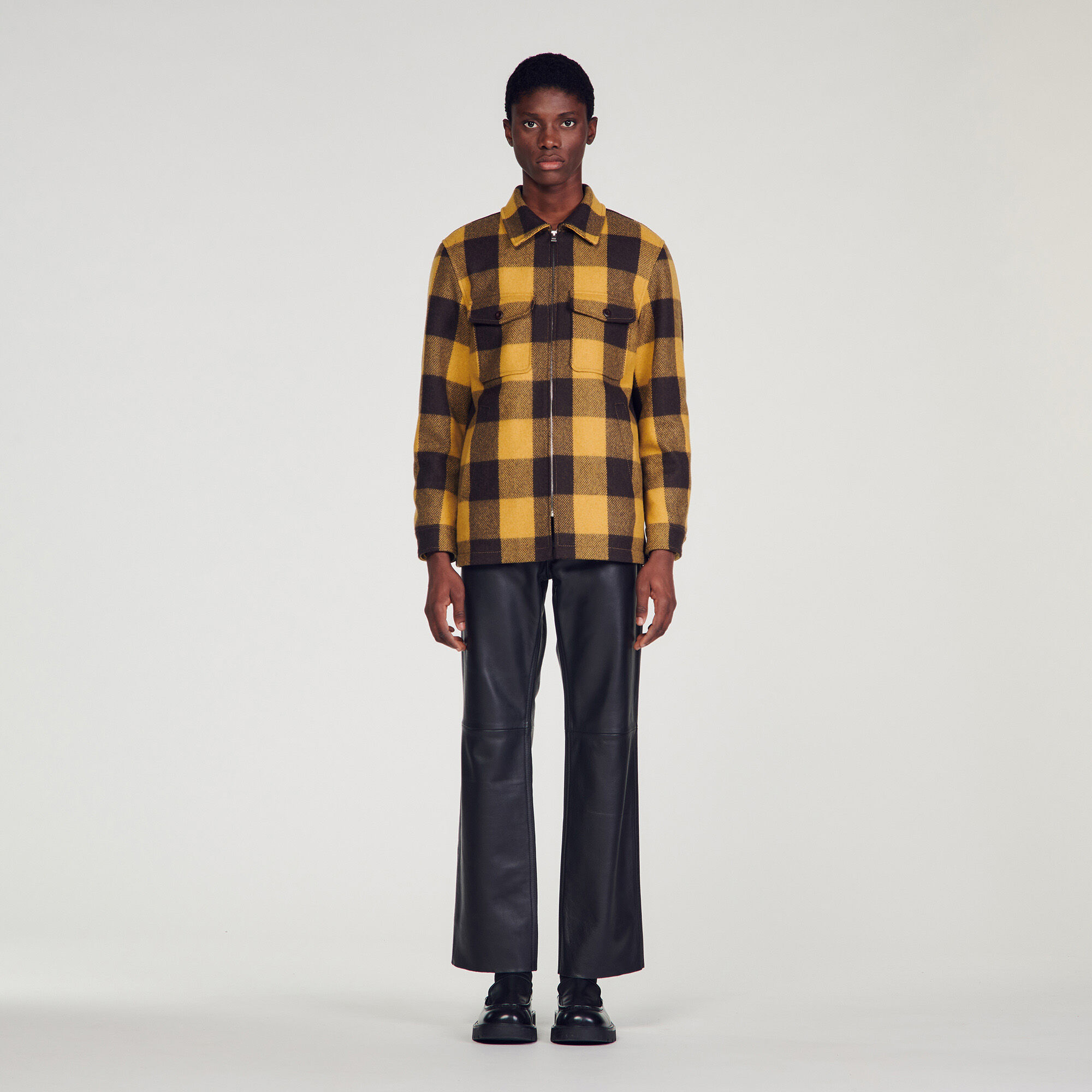 Sandro check coat hotsell