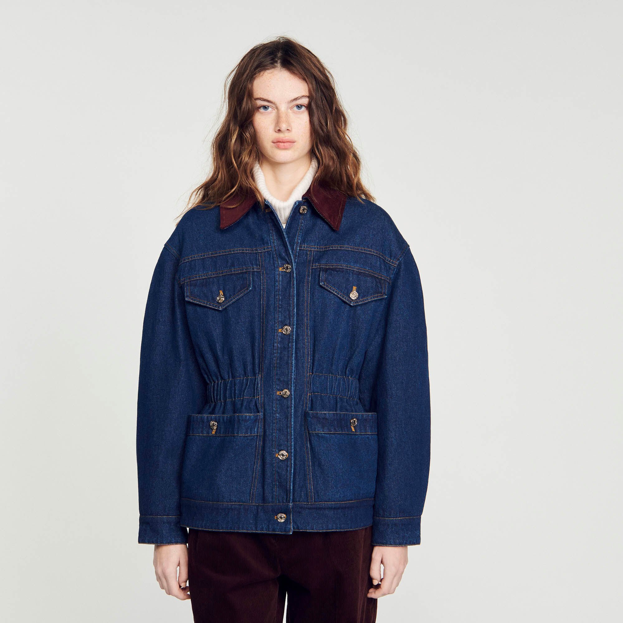 Cosy Reversible denim jacket - Jackets & Blazers | Sandro Paris